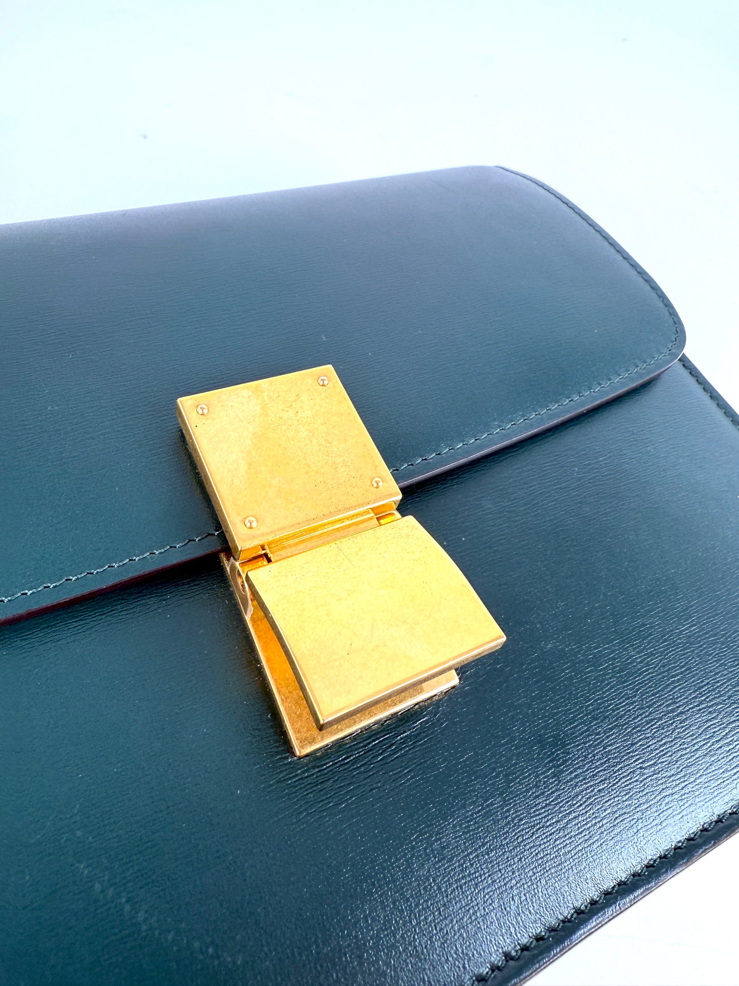 Celine Box Calfskin Amazon Green Classic Medium Crossbody Flap Bag