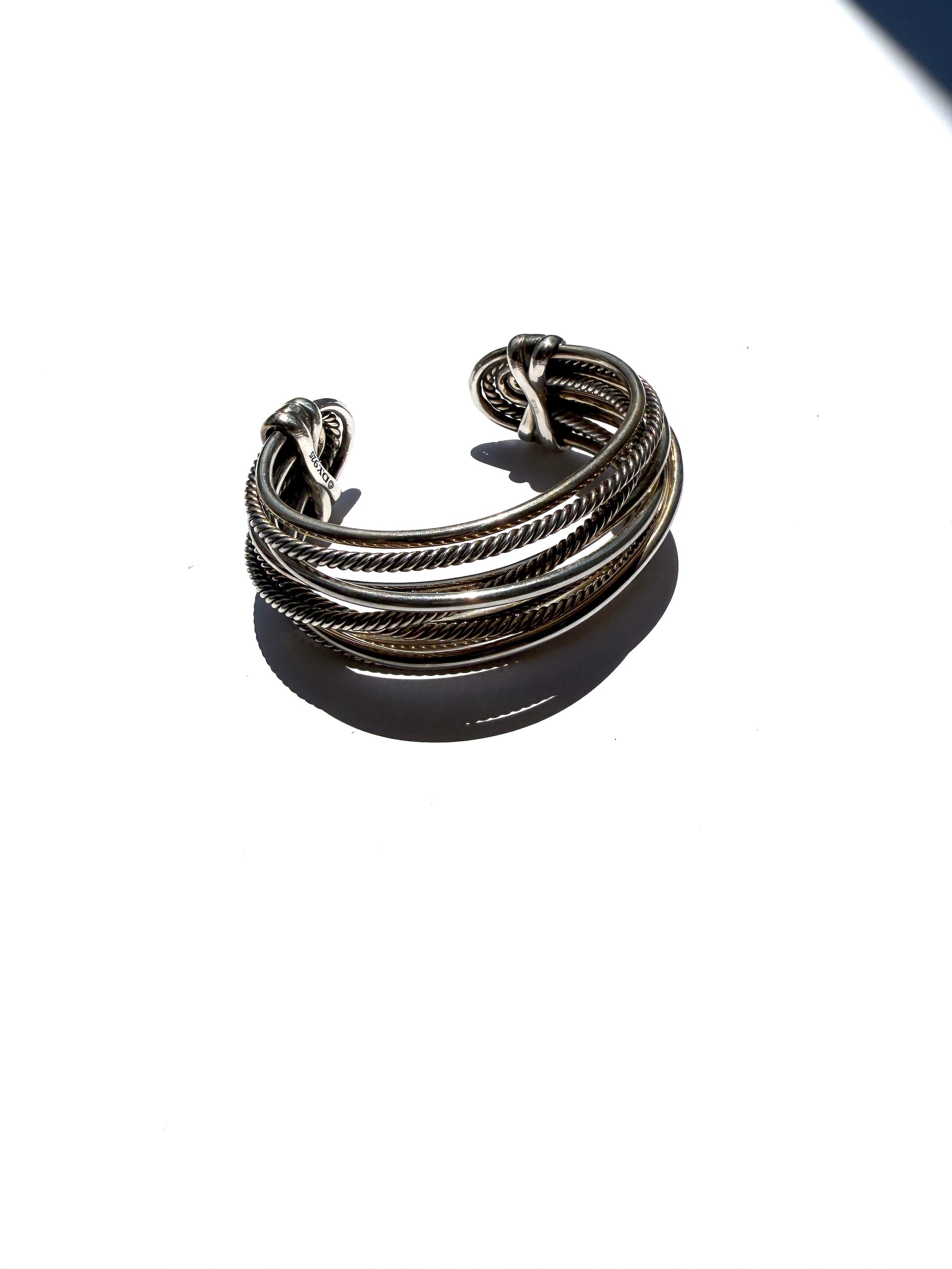David Yurman Cable Crossover Multi Row Cable Cuff Sterling Silver Bracelet S
