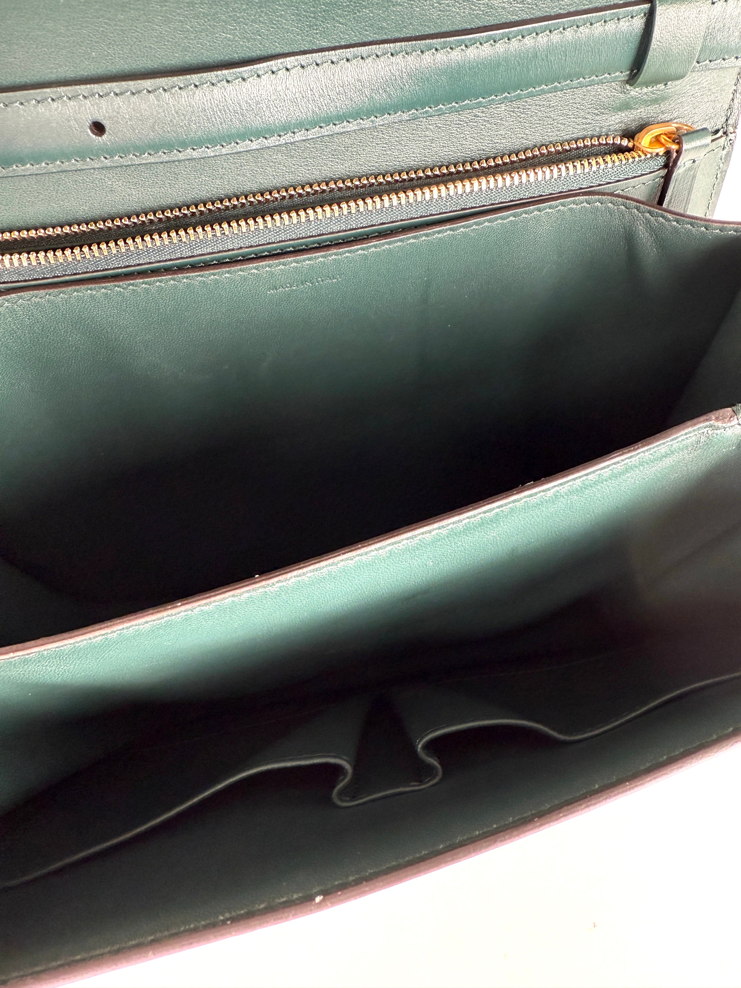 CELINE 80s〜90sヴィンテージ　ダークグリーン Celine Box Teen Green Leather Crossbody Bag