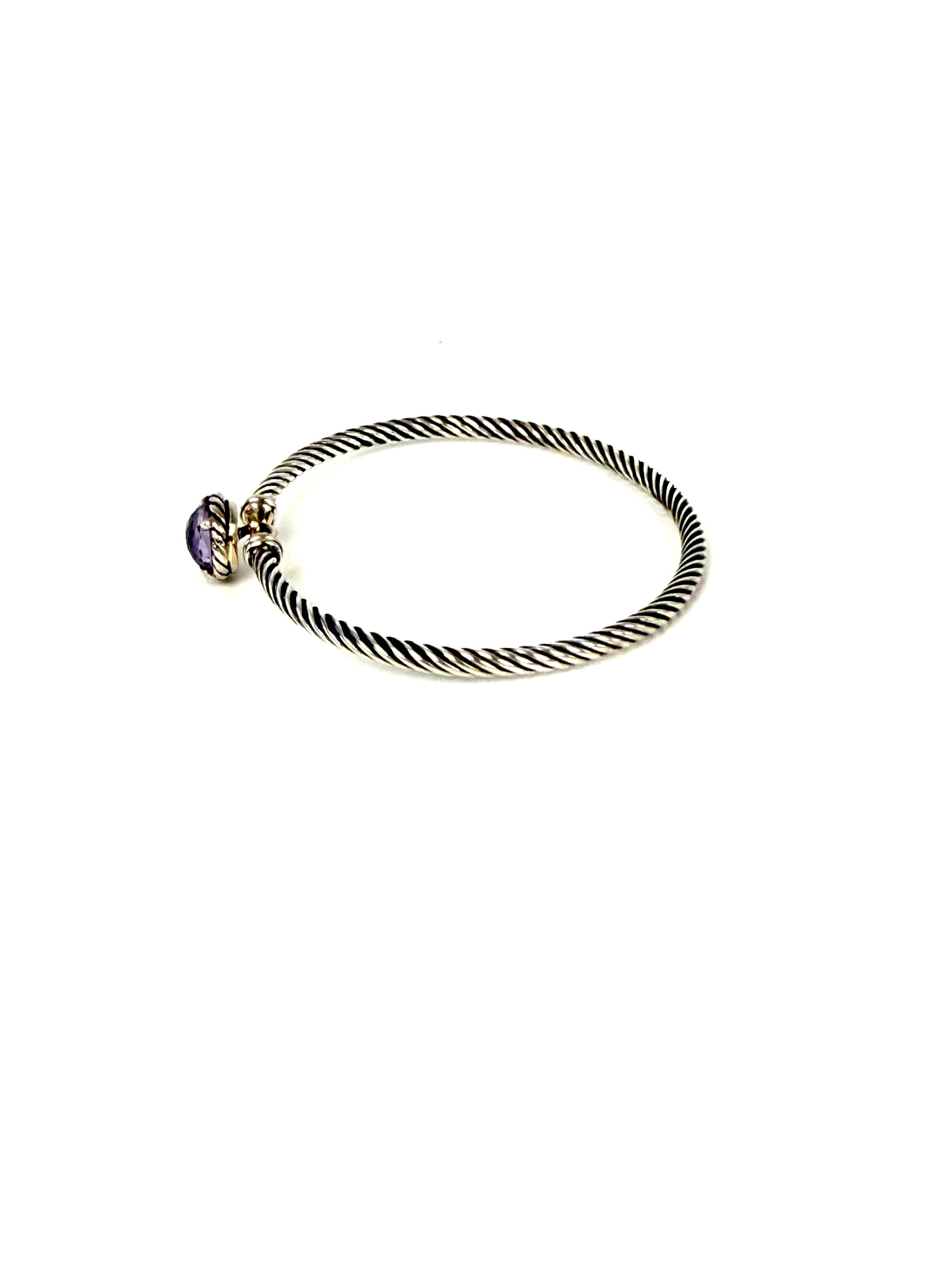 David Yurman Petite Chatelaine Amethyst 3mm Cuff Sterling Silver Bangle Bracelet S