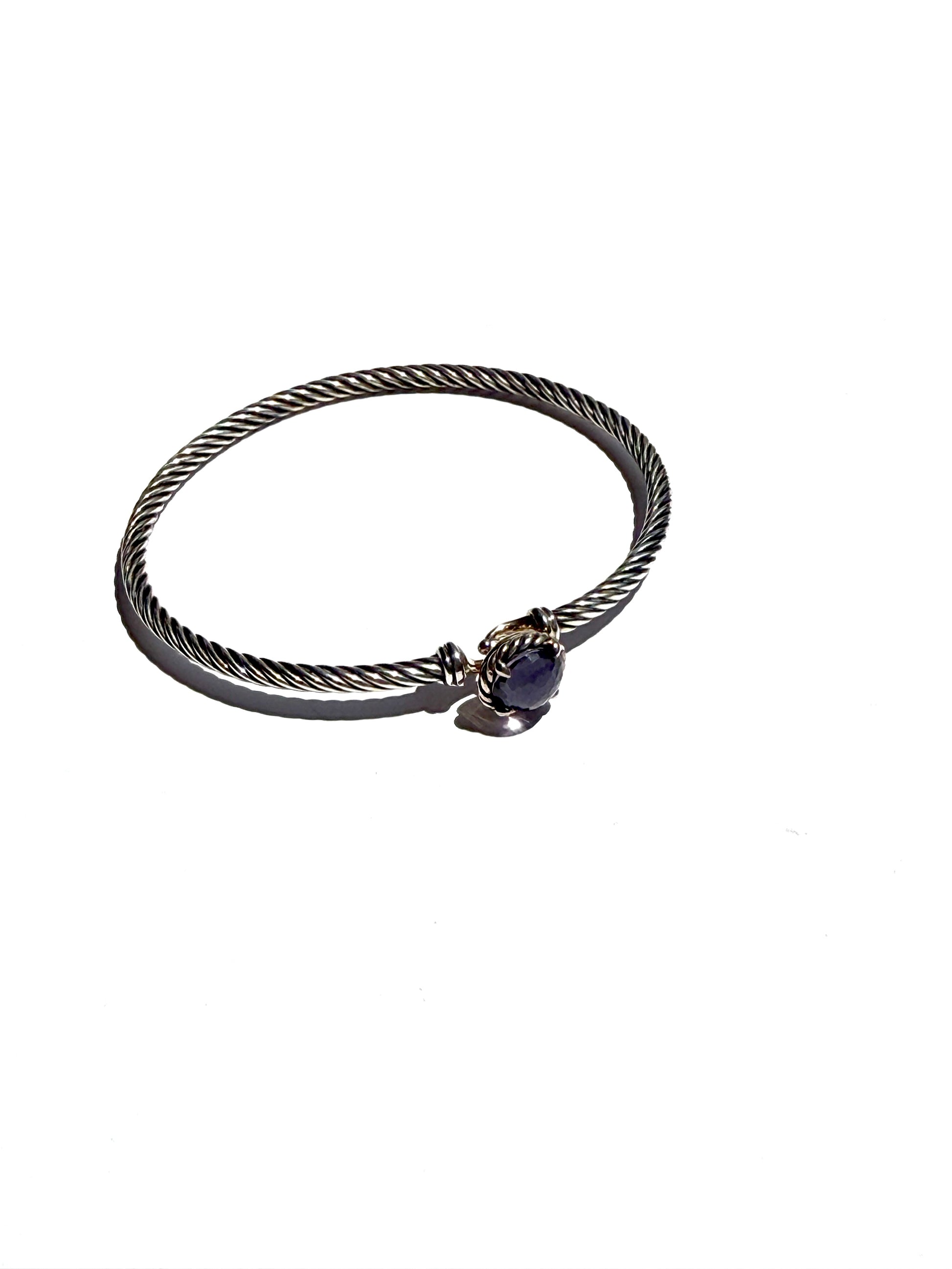 David Yurman Petite Chatelaine Amethyst 3mm Cuff Sterling Silver Bangle Bracelet S
