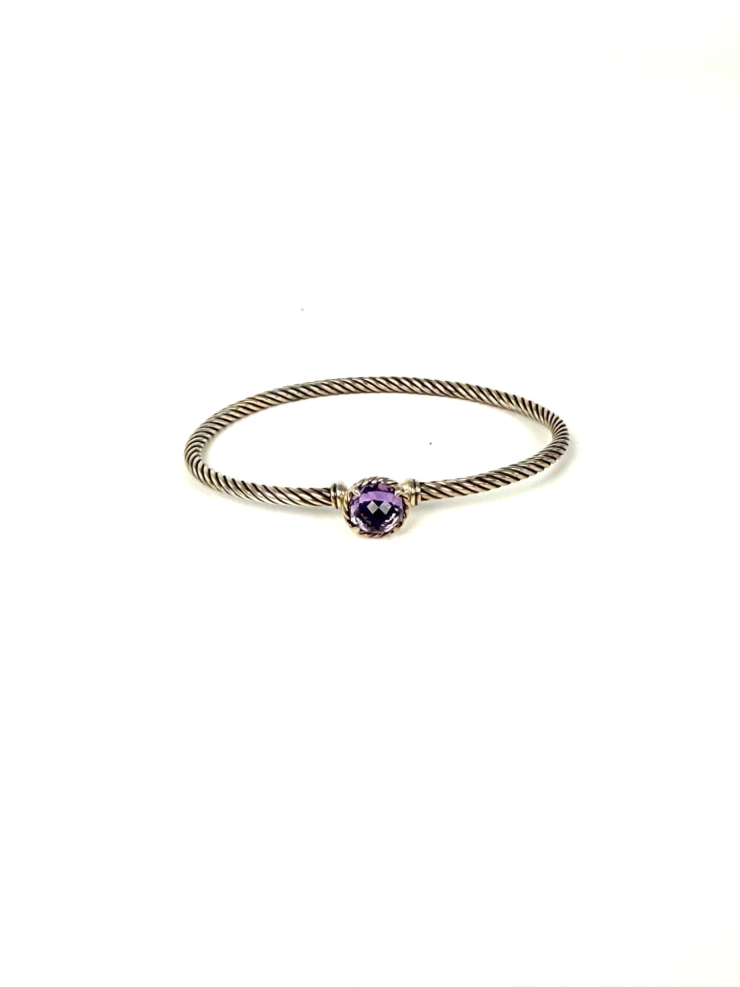 David Yurman Petite Chatelaine Amethyst 3mm Cuff Sterling Silver Bangle Bracelet S