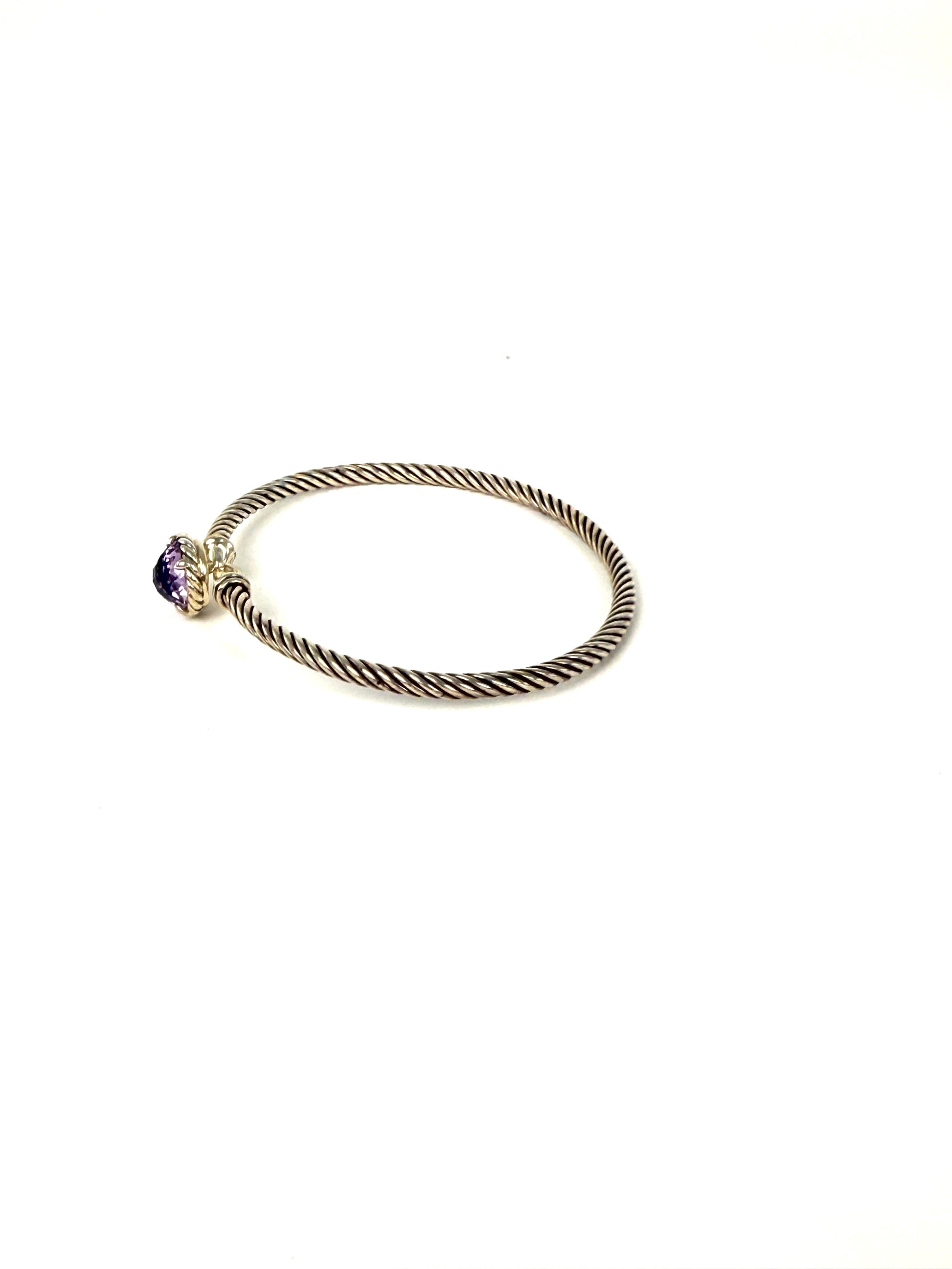 David Yurman Petite Chatelaine Amethyst 3mm Cuff Sterling Silver Bangle Bracelet S