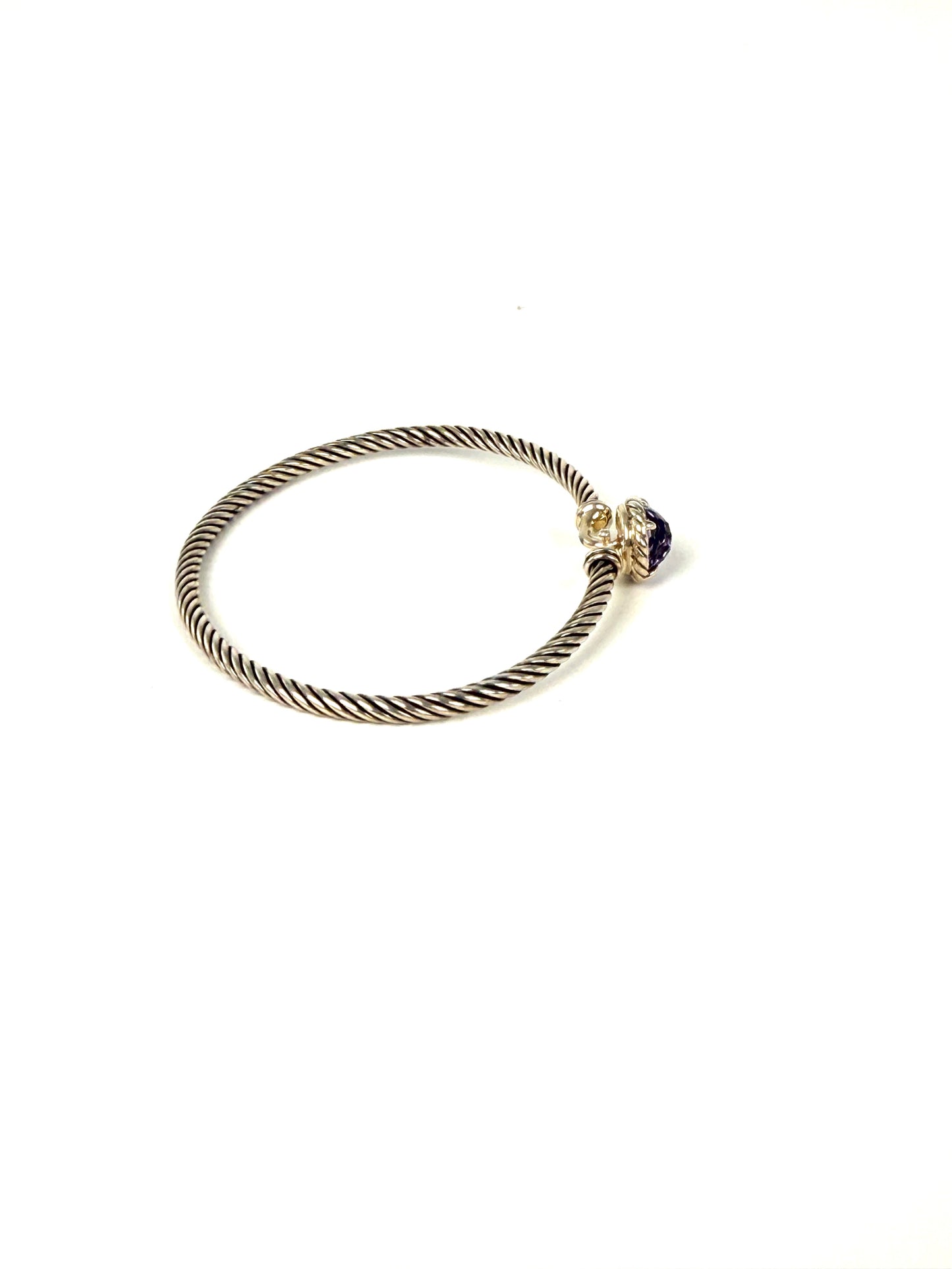 David Yurman Petite Chatelaine Amethyst 3mm Cuff Sterling Silver Bangle Bracelet S