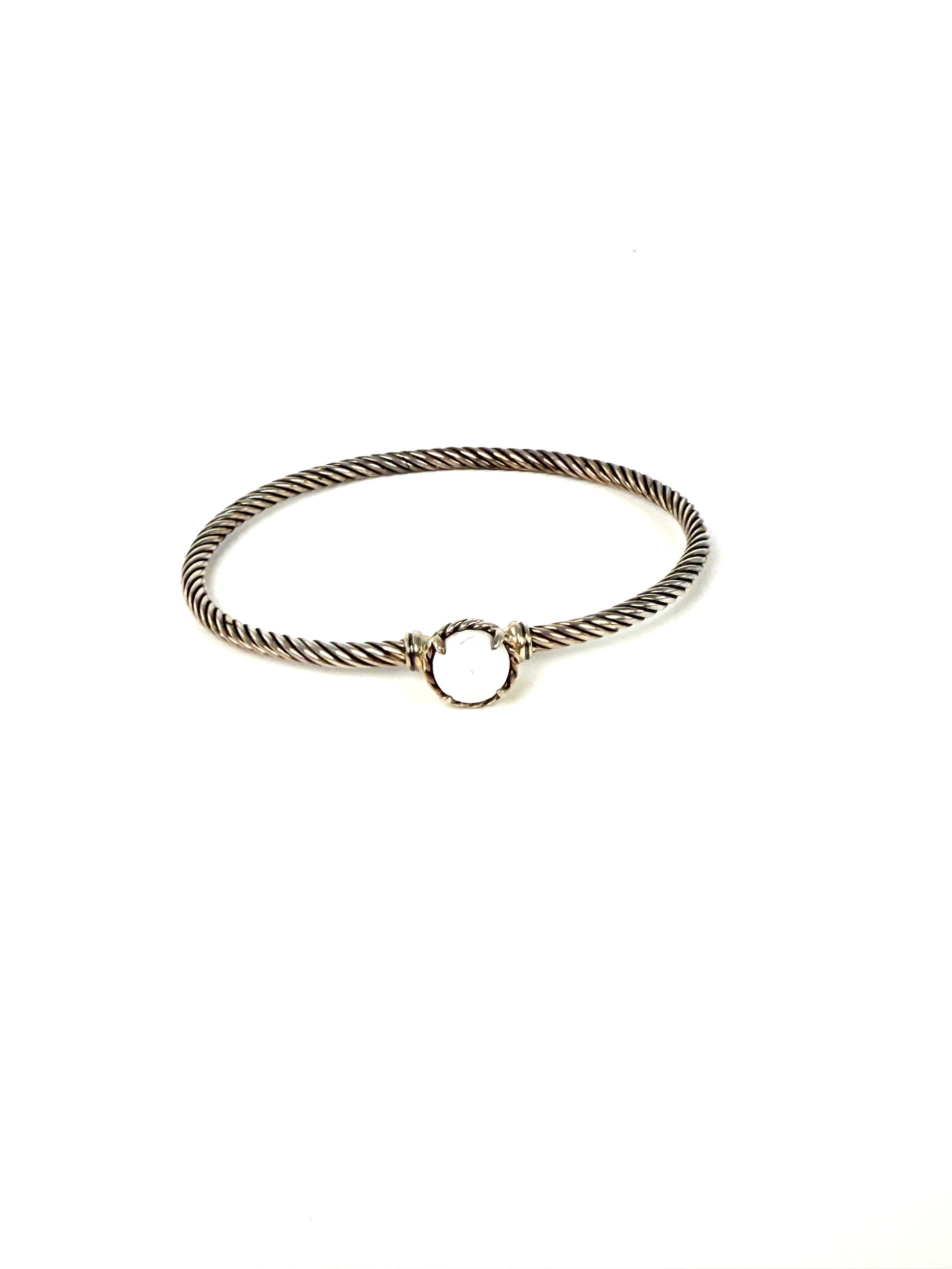 David Yurman Petite Chatelaine Chalcedony 3mm Cuff Sterling Silver Bangle Bracelet S