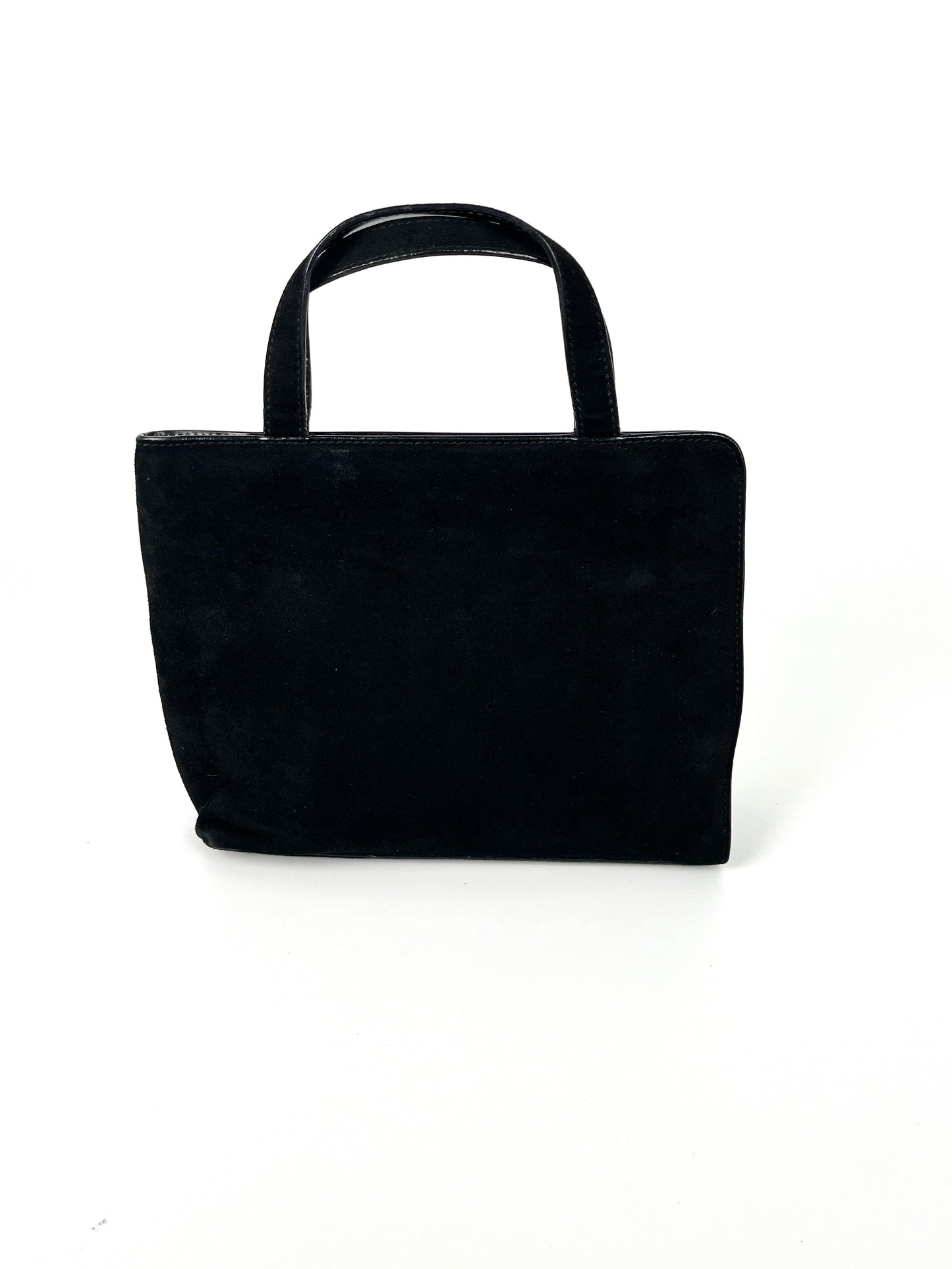 Vintage GUCCI Suede Black Mini Top Handle Satchel Bag 