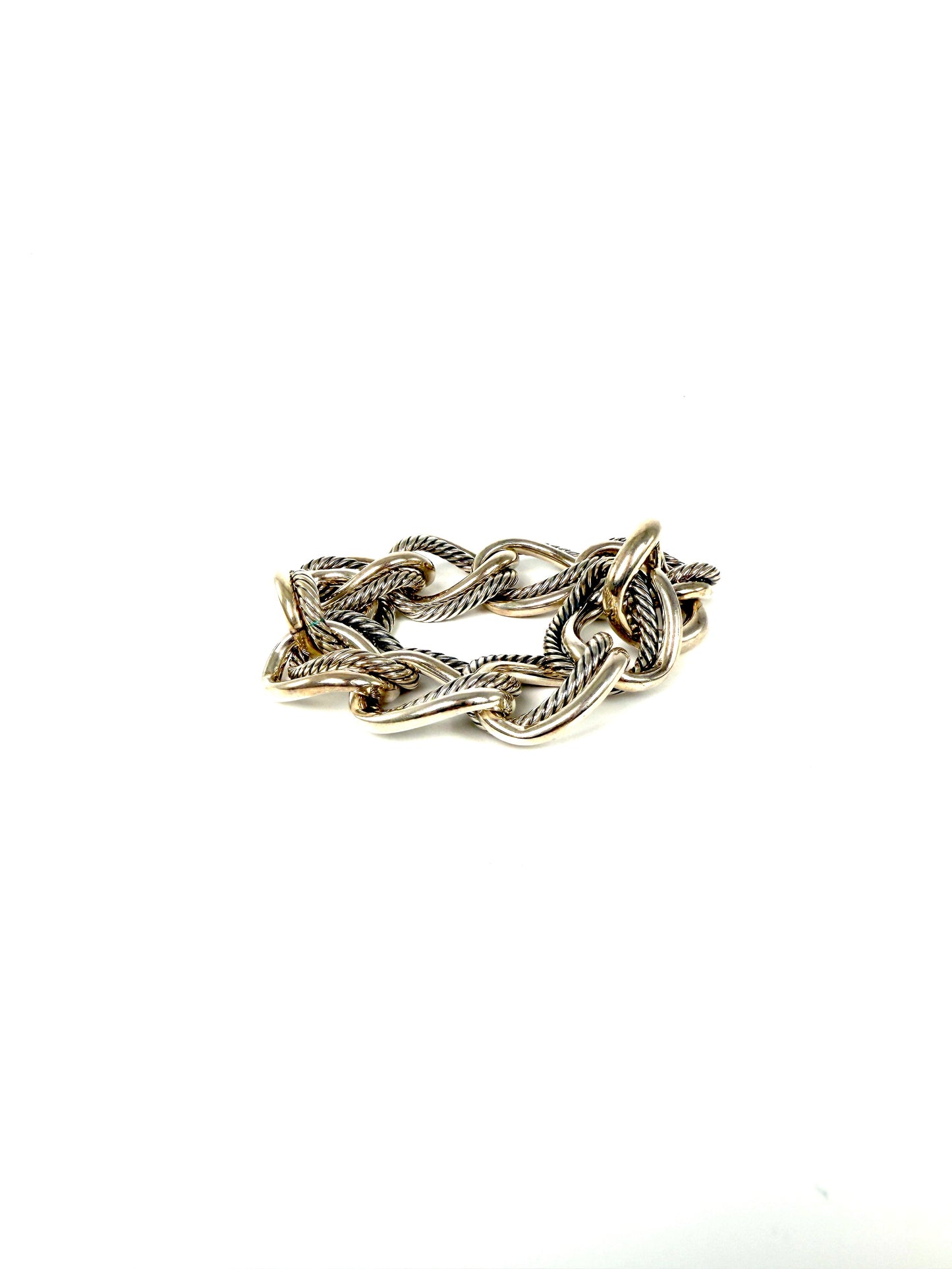 David Yurman Oval Double Cable Chain Sterling Silver Bracelet S