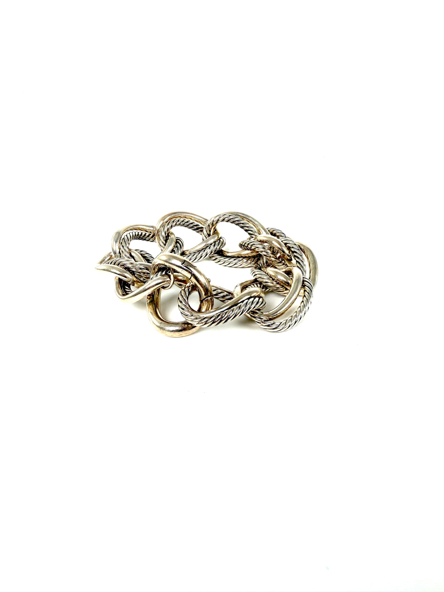 David Yurman Oval Double Cable Chain Sterling Silver Bracelet S