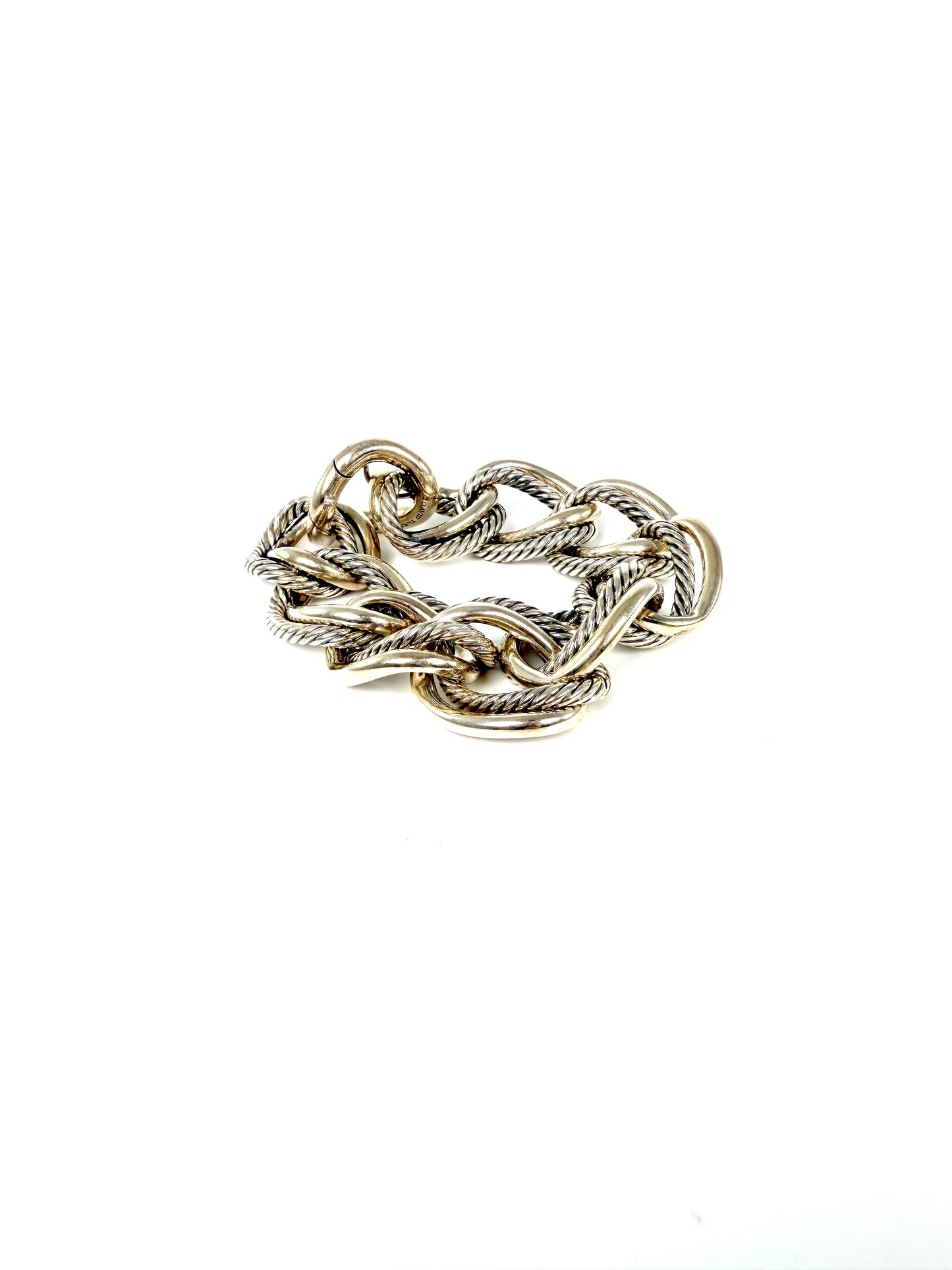 David Yurman Oval Double Cable Chain Sterling Silver Bracelet S