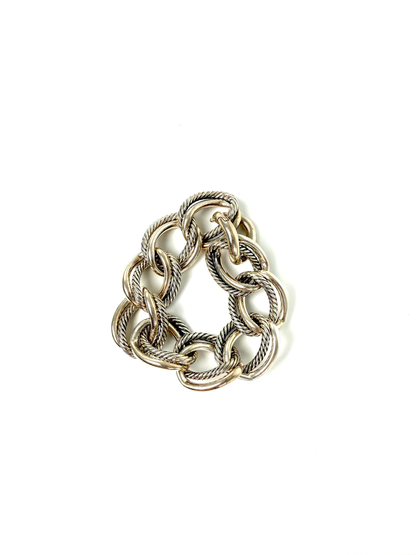 David Yurman Oval Double Cable Chain Sterling Silver Bracelet S