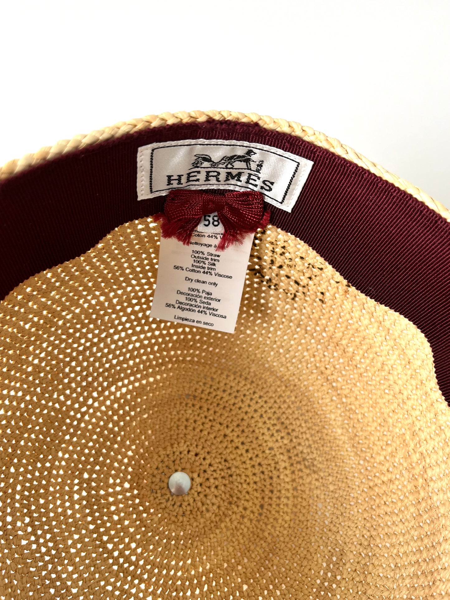 HERMES Casquette Tanzanie Natural Straw Cap Hat 58