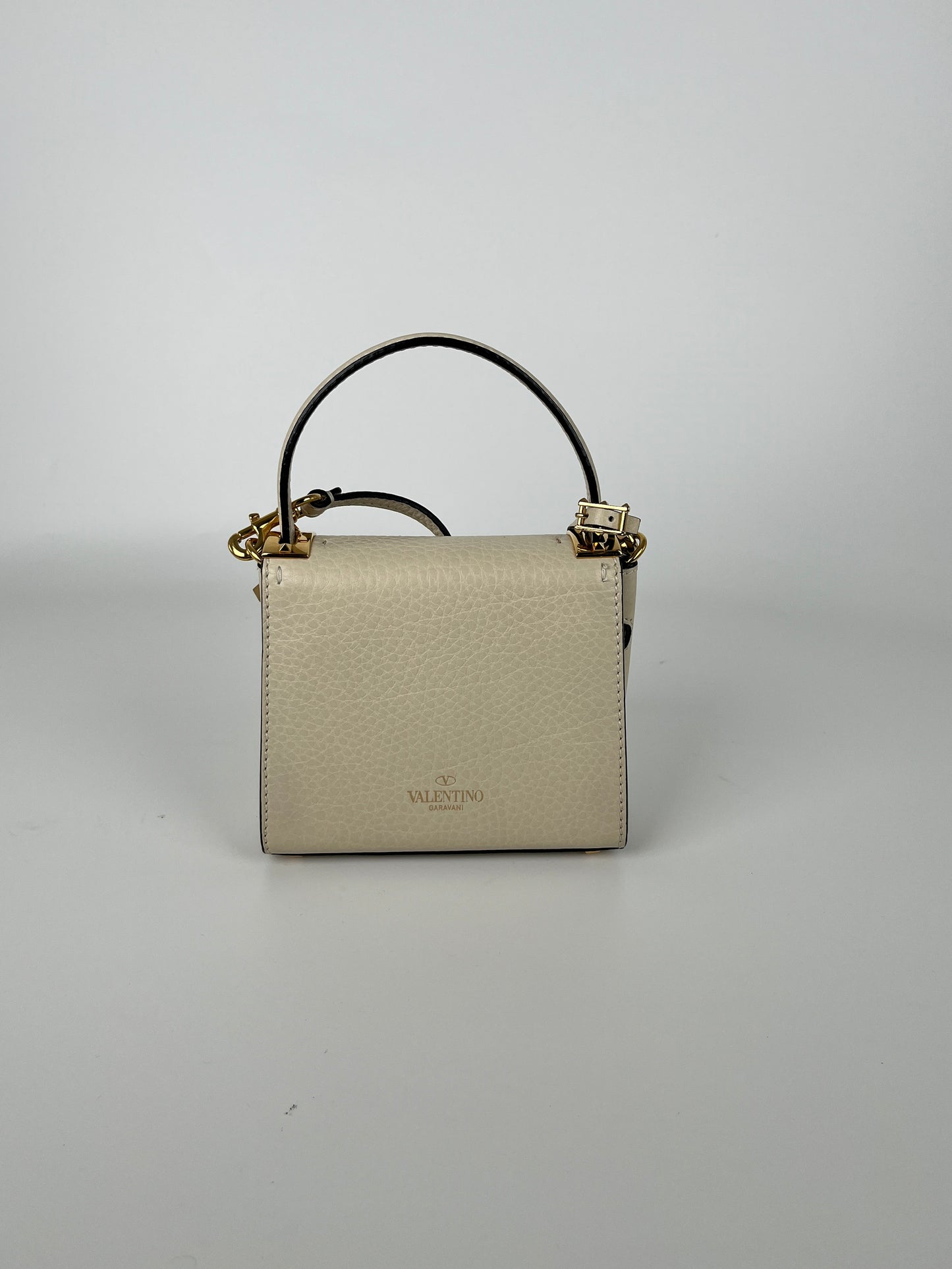 VALENTINO My Rockstud Mini Ivory Leather Crossbody Satchel Bag 