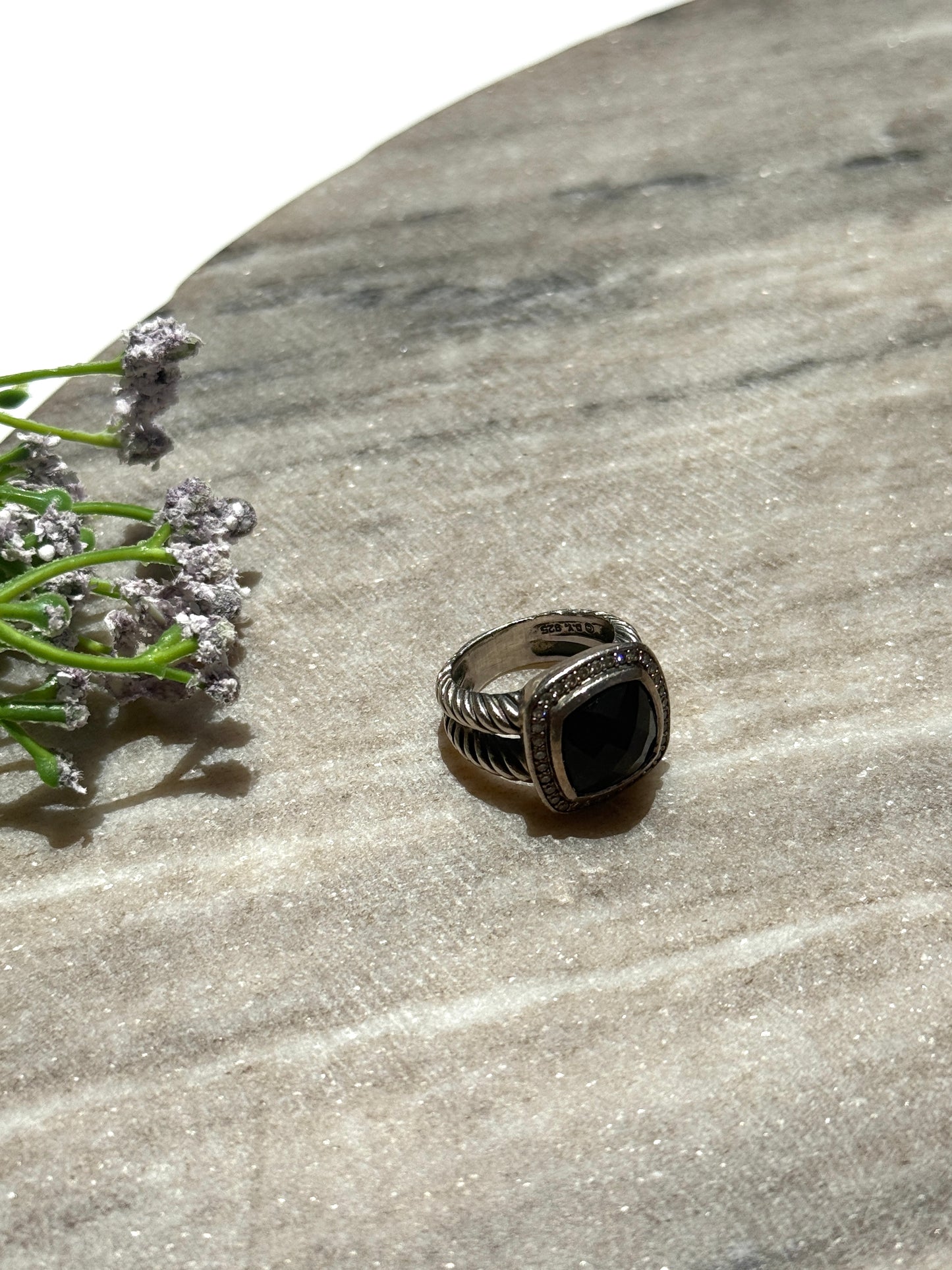 David Yurman Albion Onyx Diamond Sterling Silver Ring 5.25