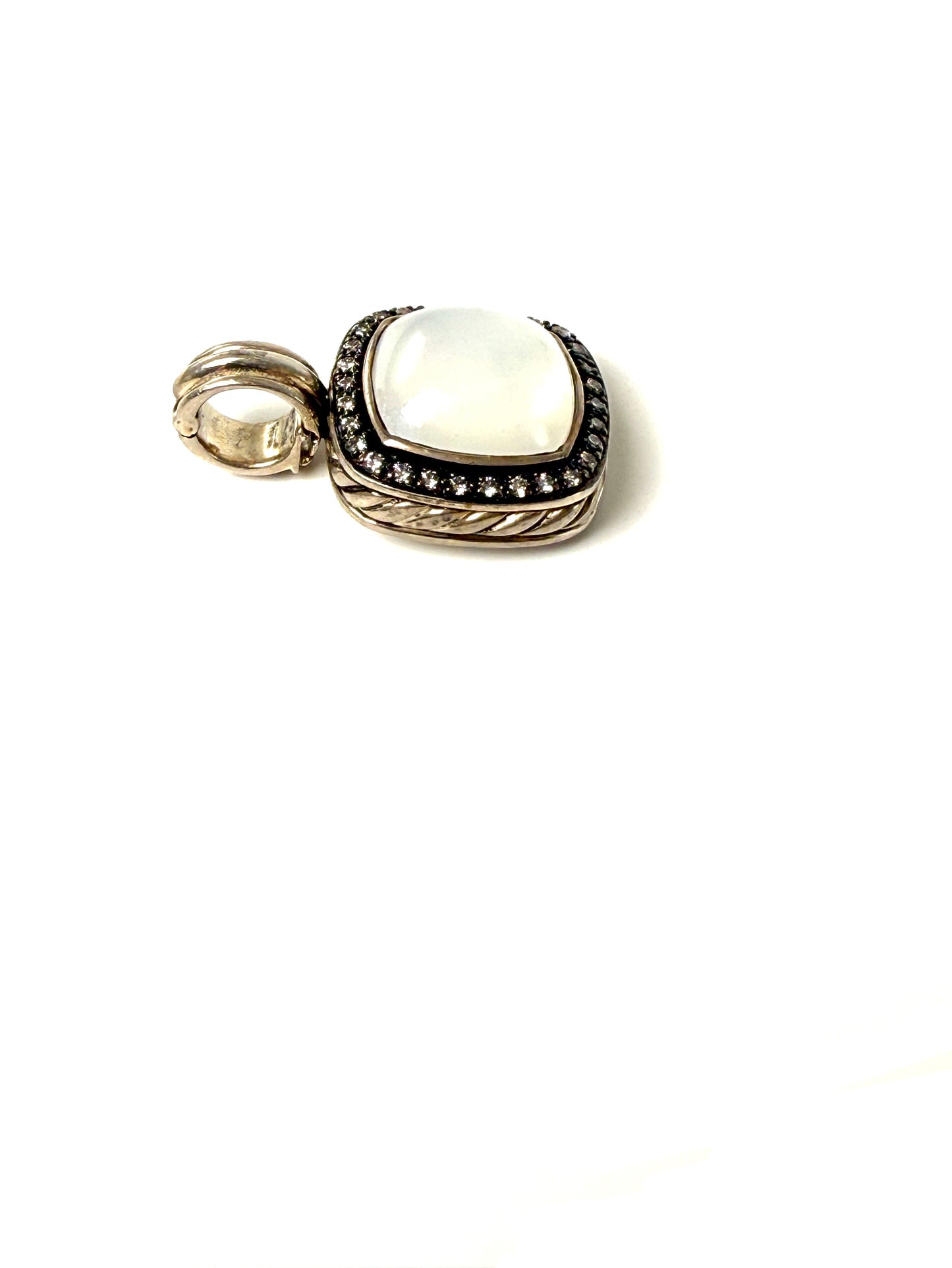 David Yurman Albion Moon Quartz Diamond Sterling Silver Enhancer Pendant