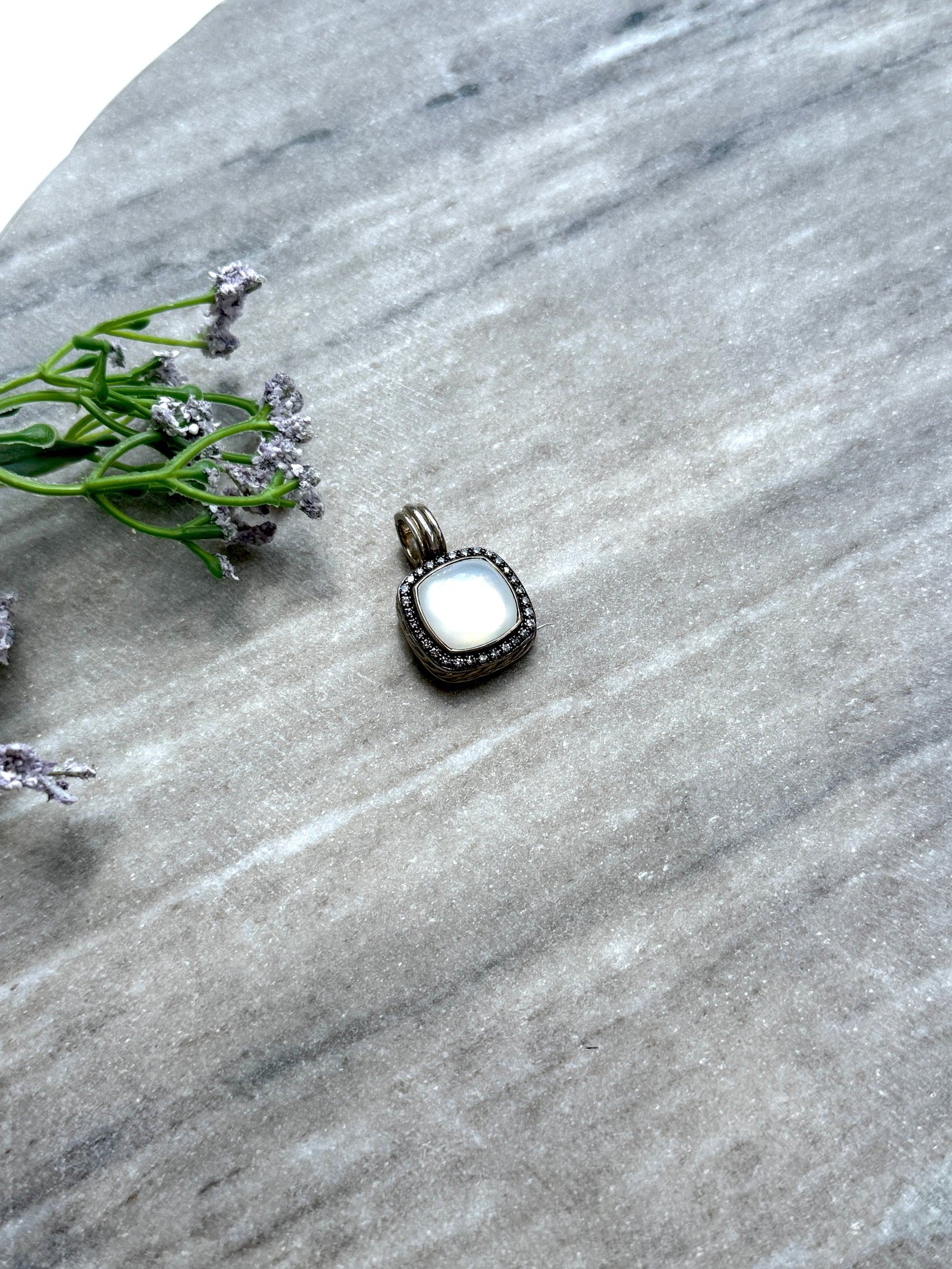 David Yurman Albion Moon Quartz Diamond Sterling Silver Enhancer Pendant