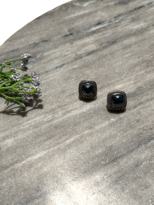 David Yurman Albion Hematite Diamond Sterling Silver Stud Earrings