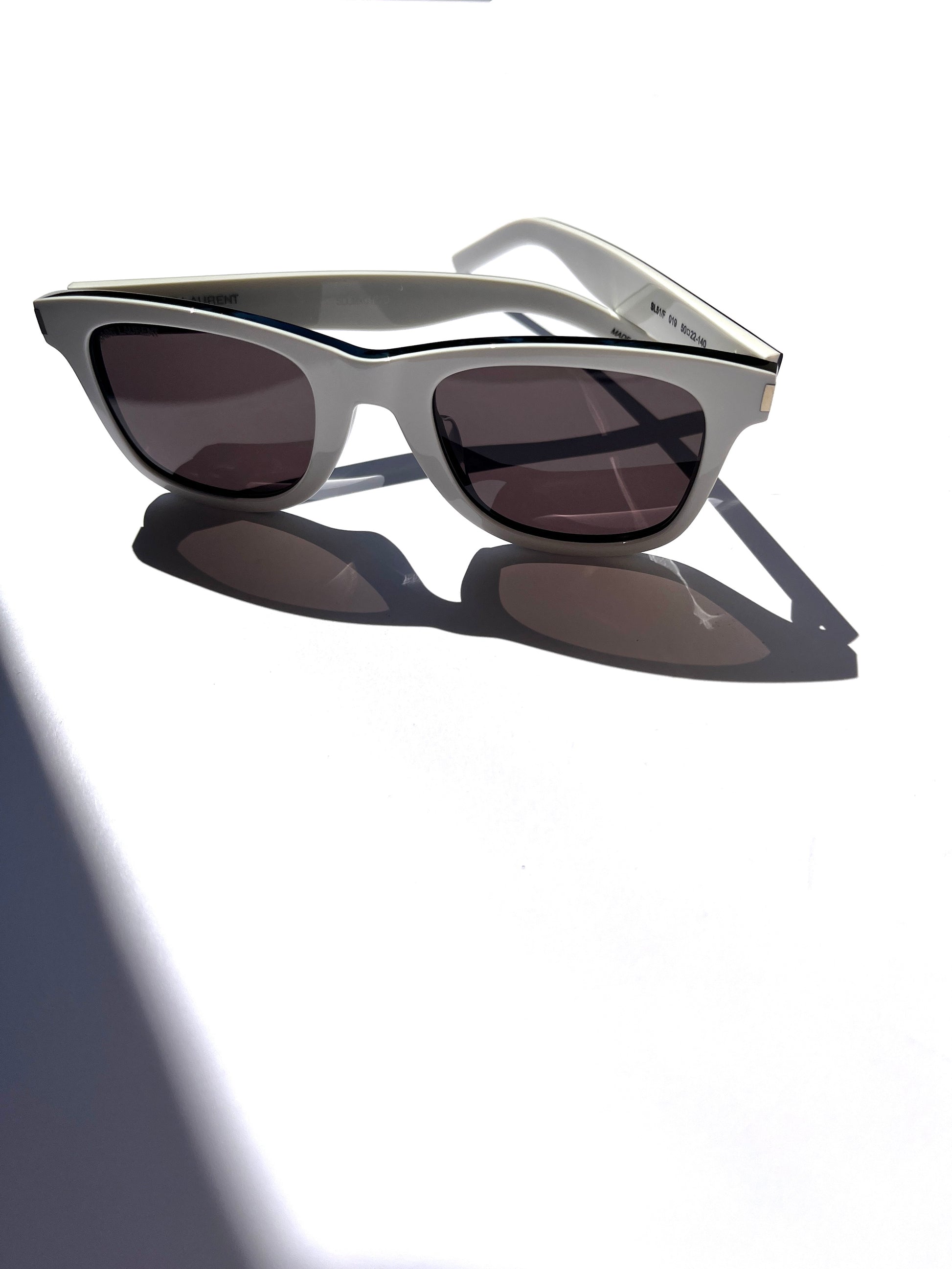 Saint Laurent SL 51 Square Wellington Shaped White Black Acetate Sunglasses