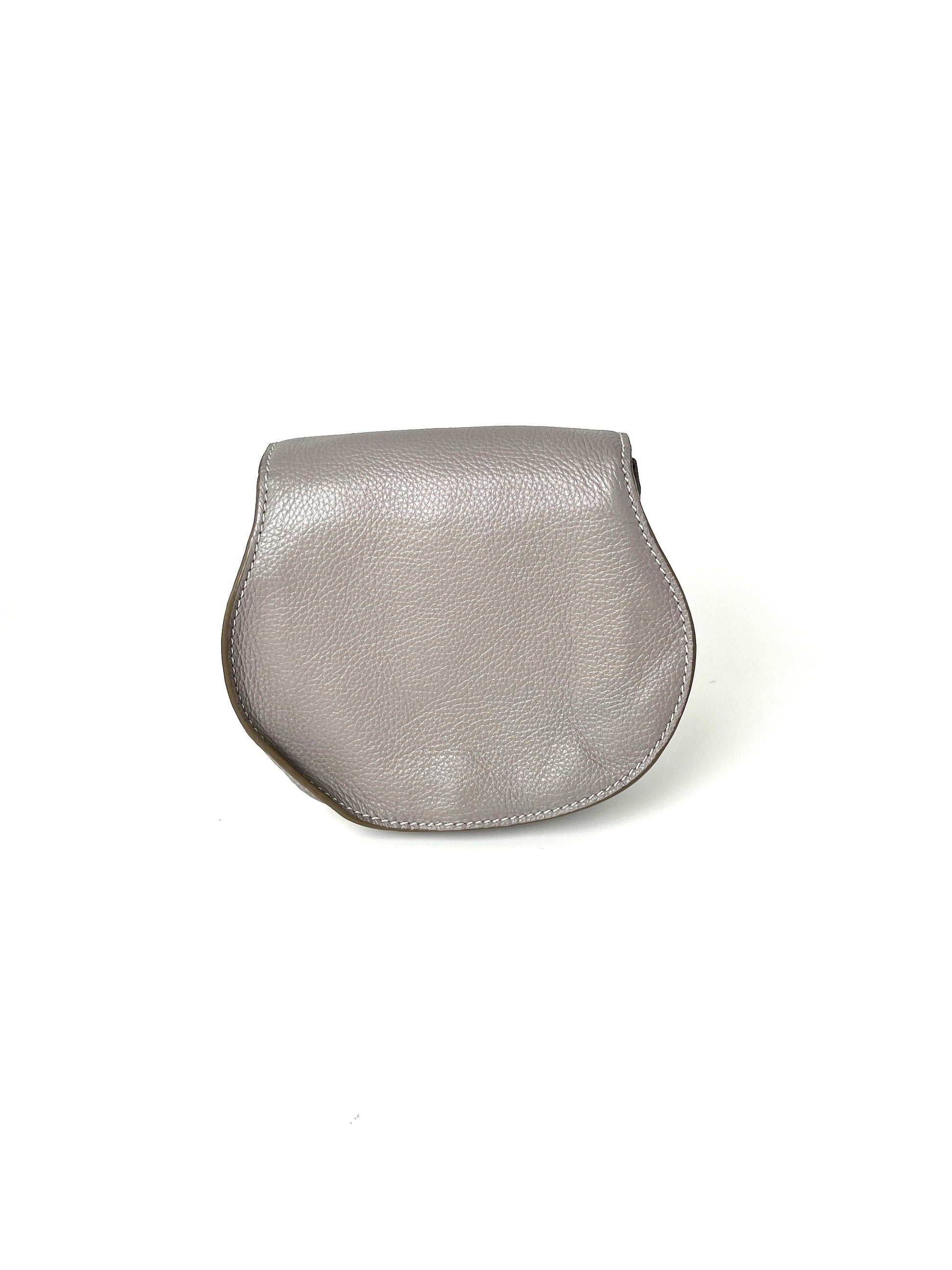 CHLOE Marcie Small Leather Gray Leather Saddle Bag