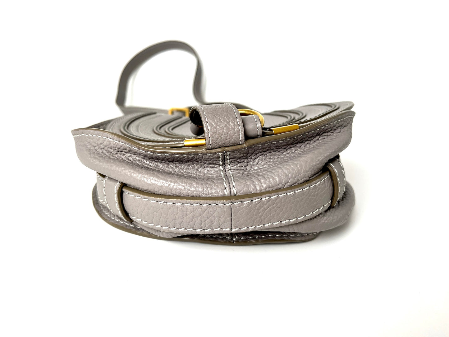 CHLOE Marcie Small Leather Gray Leather Saddle Bag