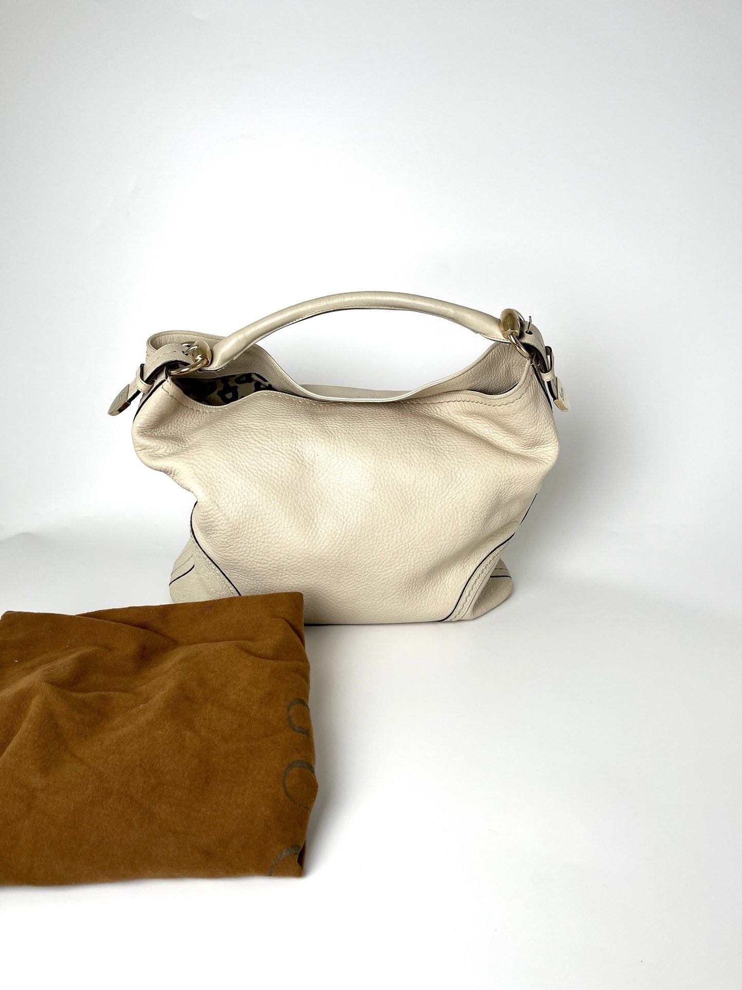 GUCCI Signora Guccissima Cream Leather Hobo Bag