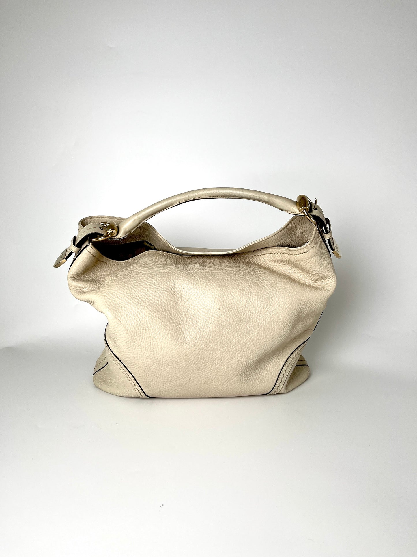 GUCCI Signora Guccissima Cream Leather Hobo Bag