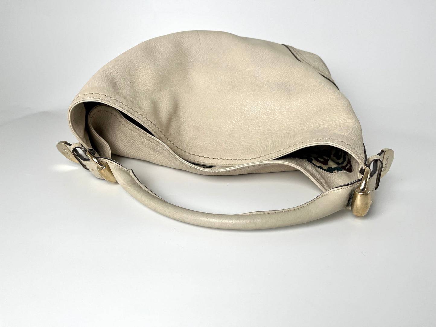 GUCCI Signora Guccissima Cream Leather Hobo Bag