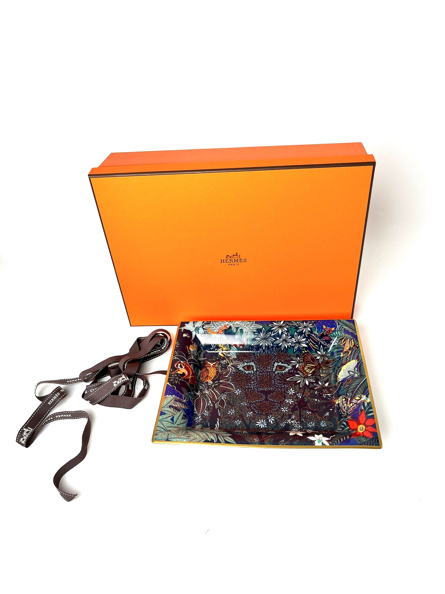 HERMES Wild Singapore 3H Blue Leopard Vert Foret Change Tray