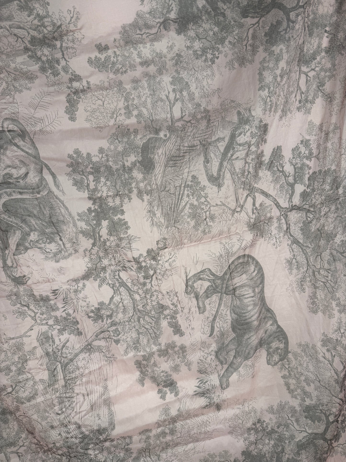 Christian Dior Dioriviera Toile de Jouy Sauvage Pink Gray Cotton Sarong Scarf Beach Wrap