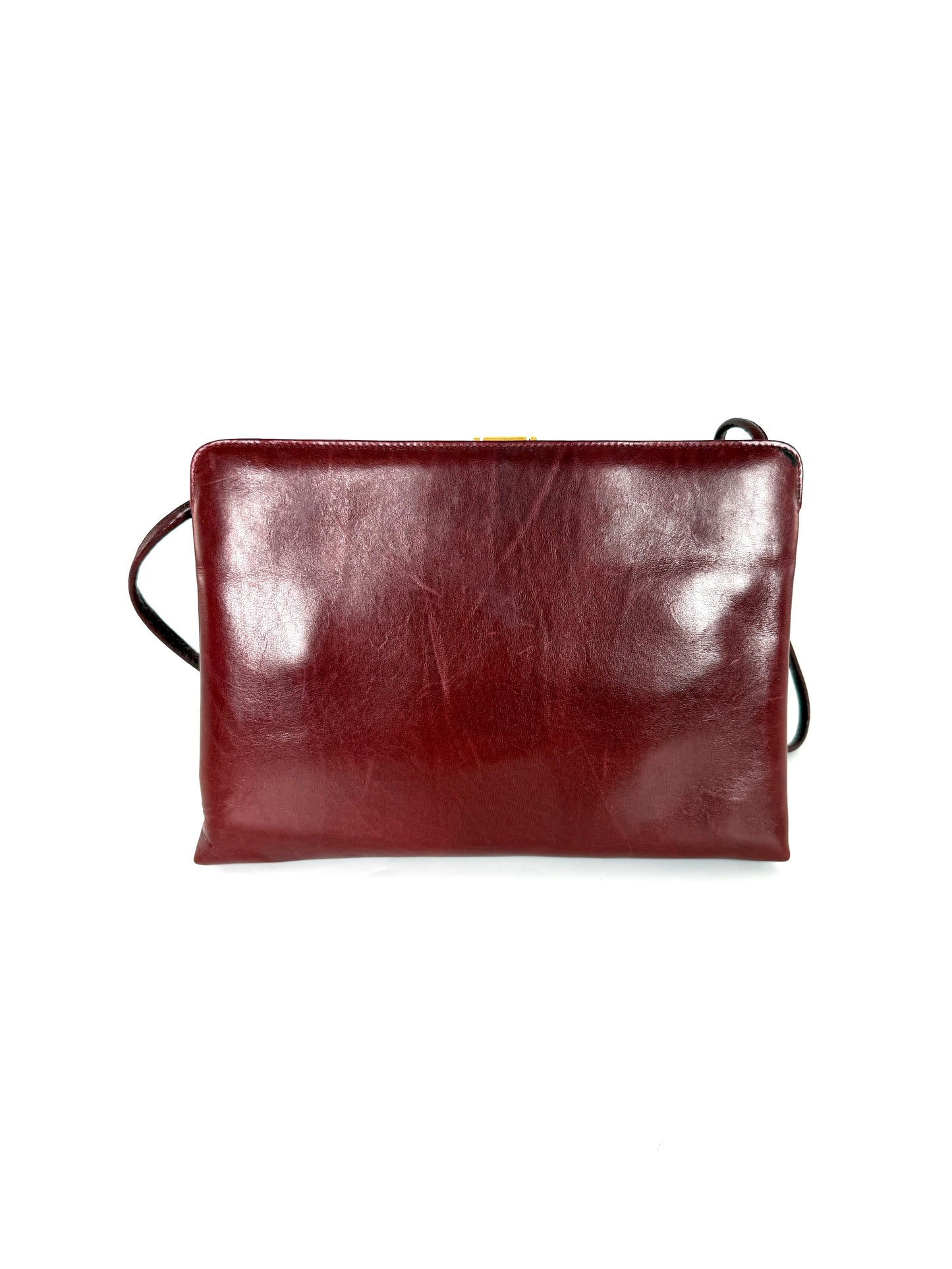 Vintage Salvatore Ferragamo Burgundy Leather Crossbody Clutch Bag
