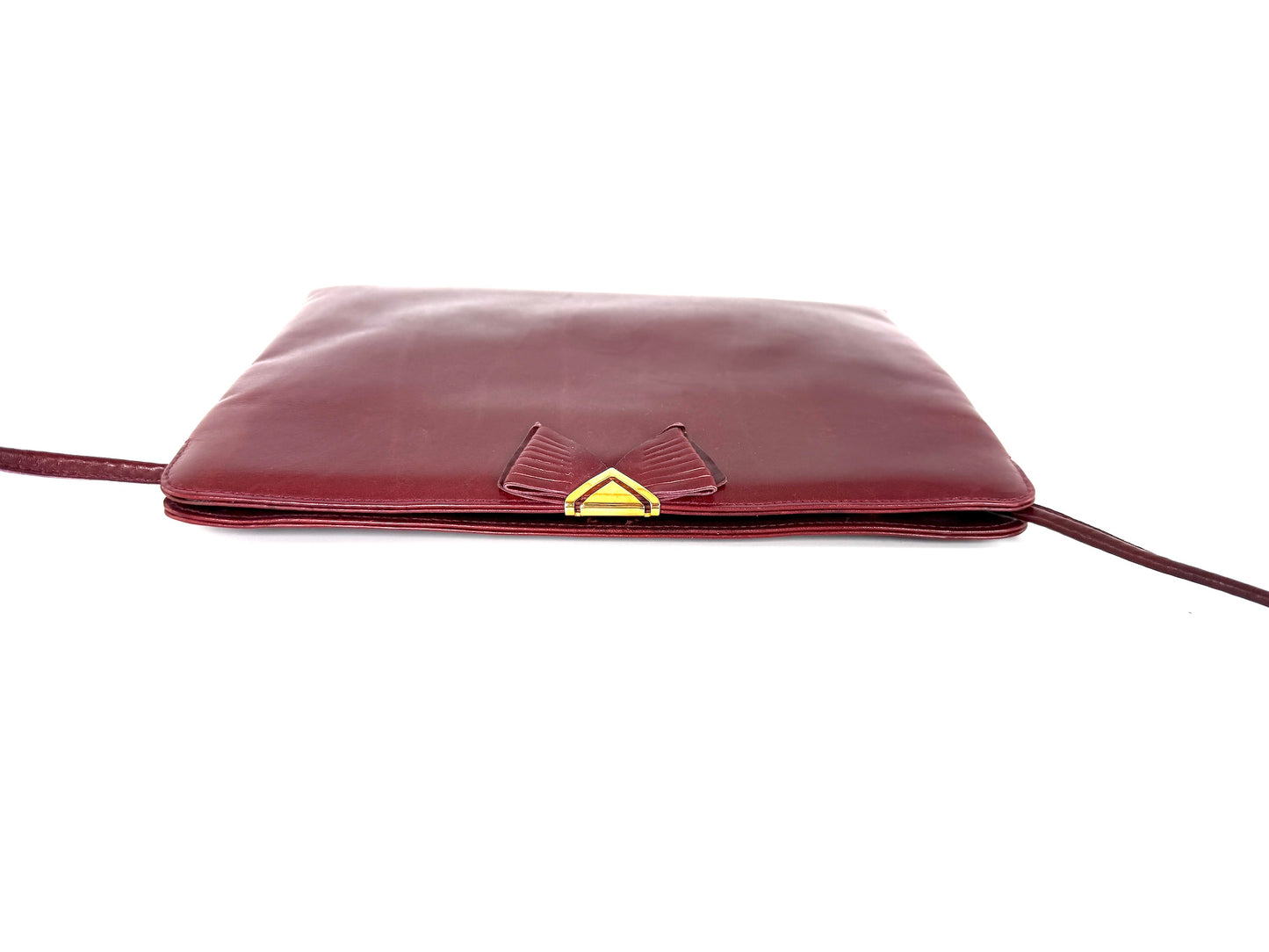 Vintage Salvatore Ferragamo Burgundy Leather Crossbody Clutch Bag