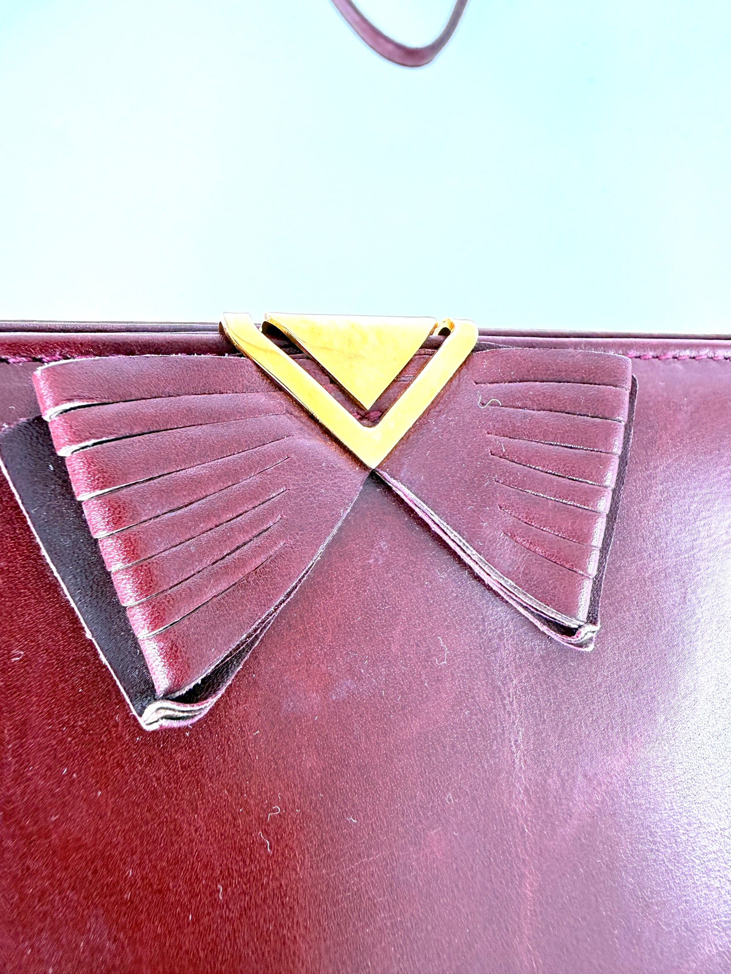 Vintage Salvatore Ferragamo Burgundy Leather Crossbody Clutch Bag