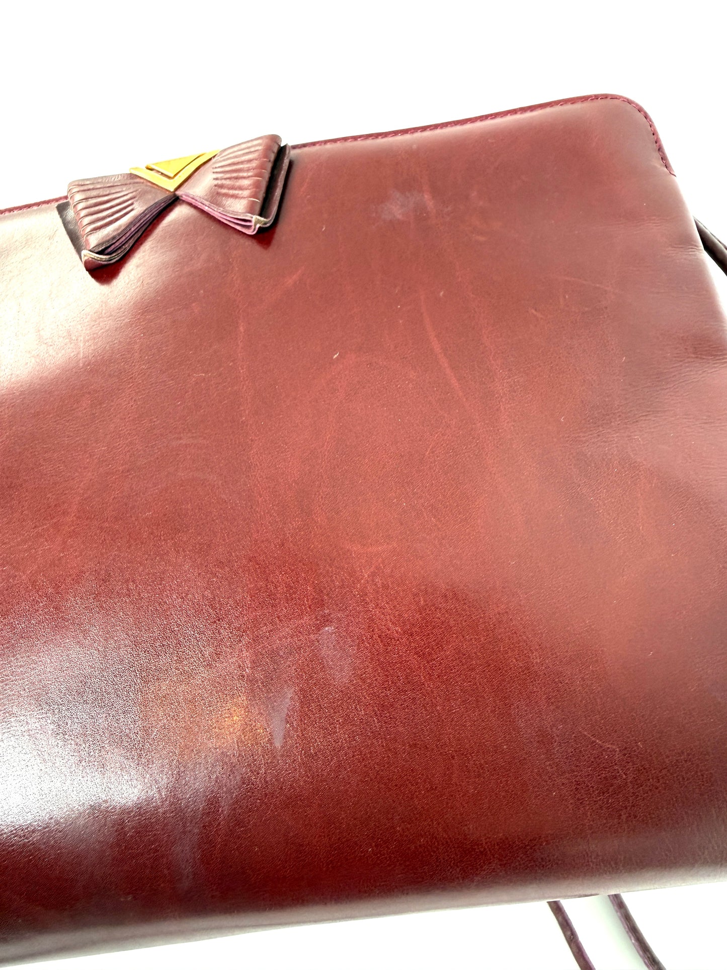 Vintage Salvatore Ferragamo Burgundy Leather Crossbody Clutch Bag