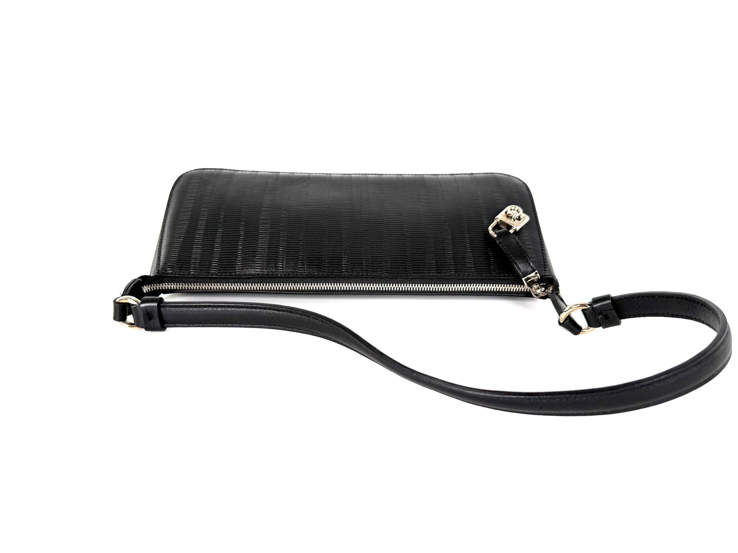 Salvatore Ferragamo Black Pebble Leather Shoulder Bag