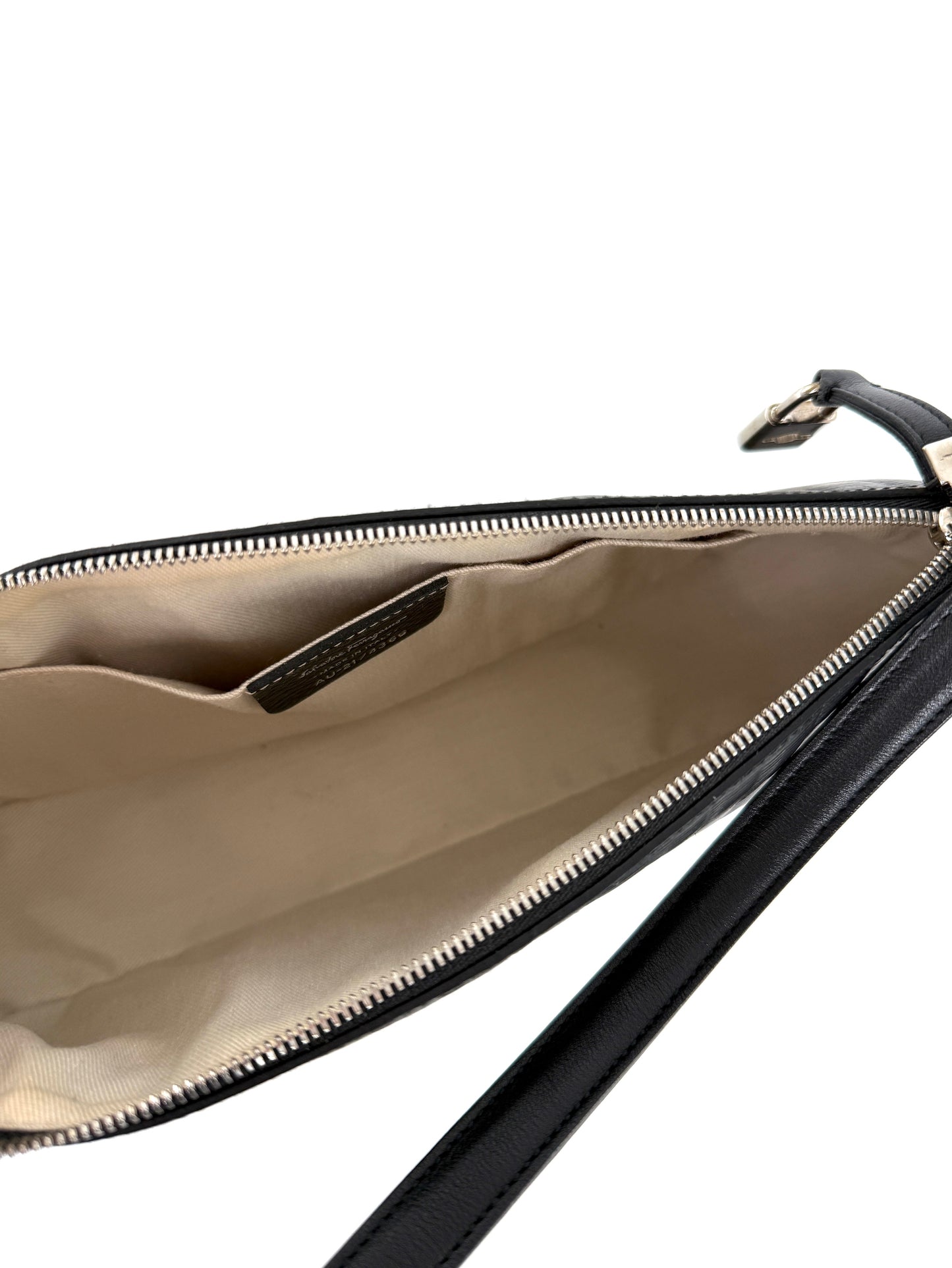 Salvatore Ferragamo Black Pebble Leather Shoulder Bag