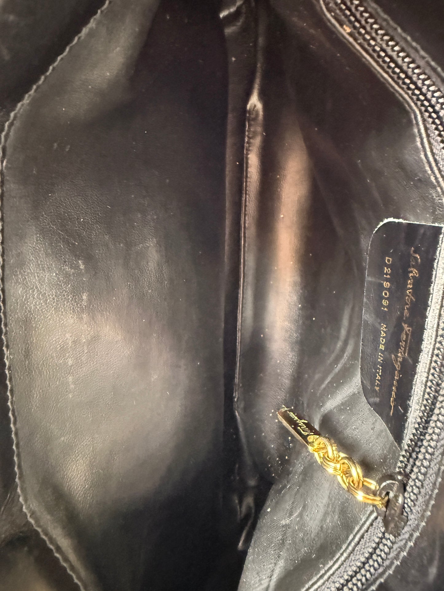 Vintage Salvatore Ferragamo Black Patent Leather Crossbody Clutch Bag