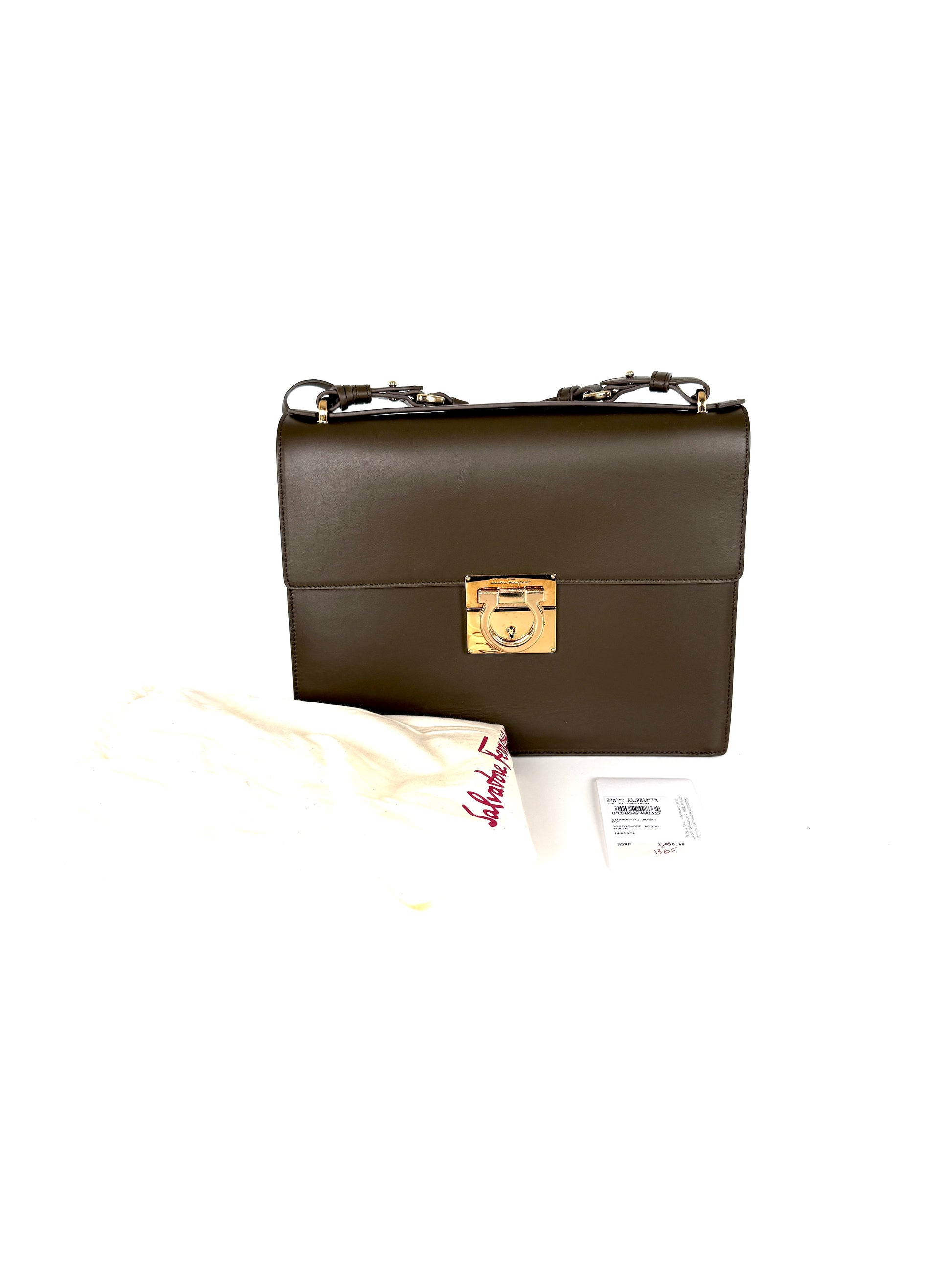 Salvatore Ferragamo Marisol Gancio Forest Green Crossbody Top Handle Bag New