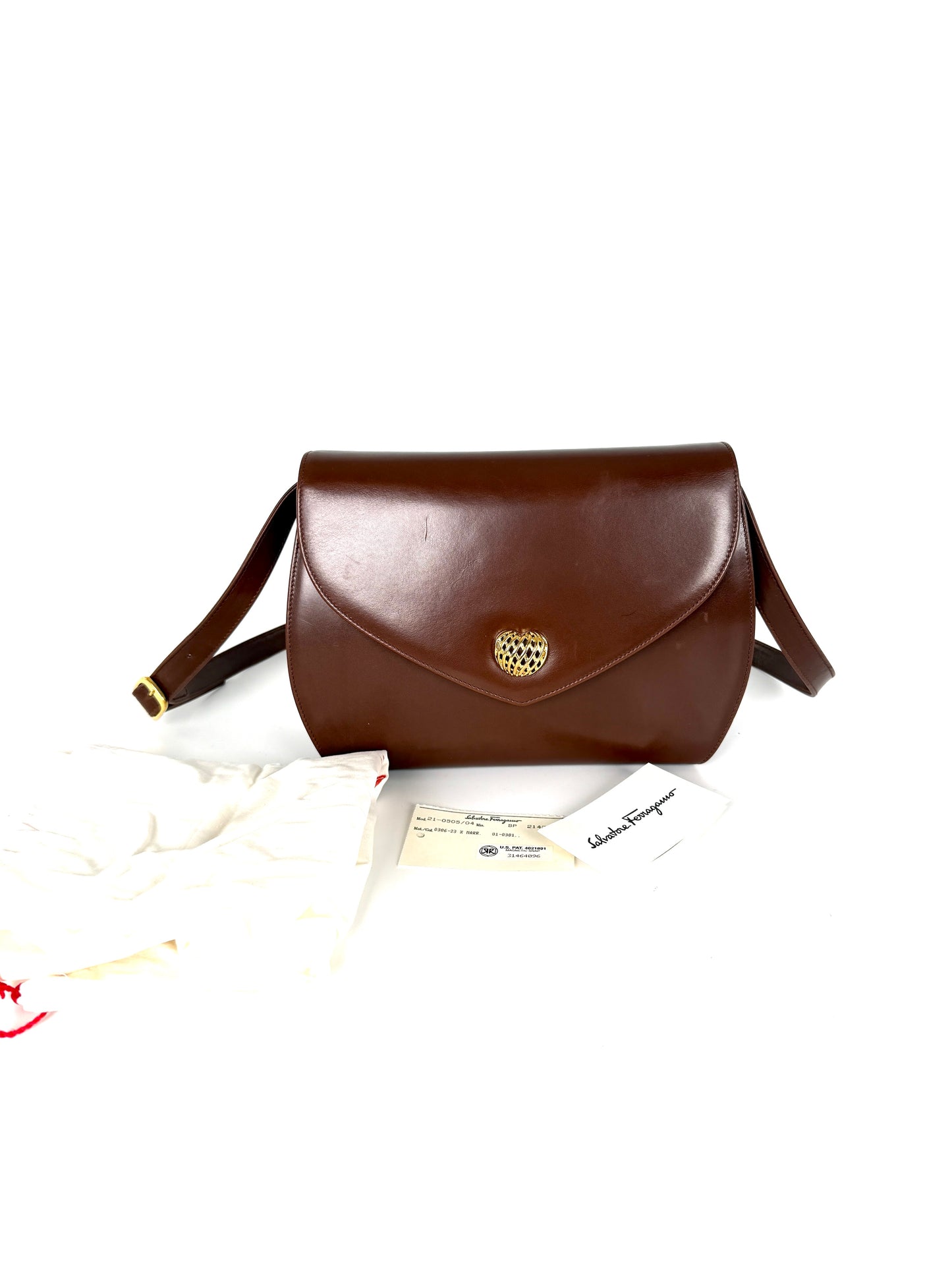 Vintage Salvatore Ferragamo Brown Leather Crossbody Bag