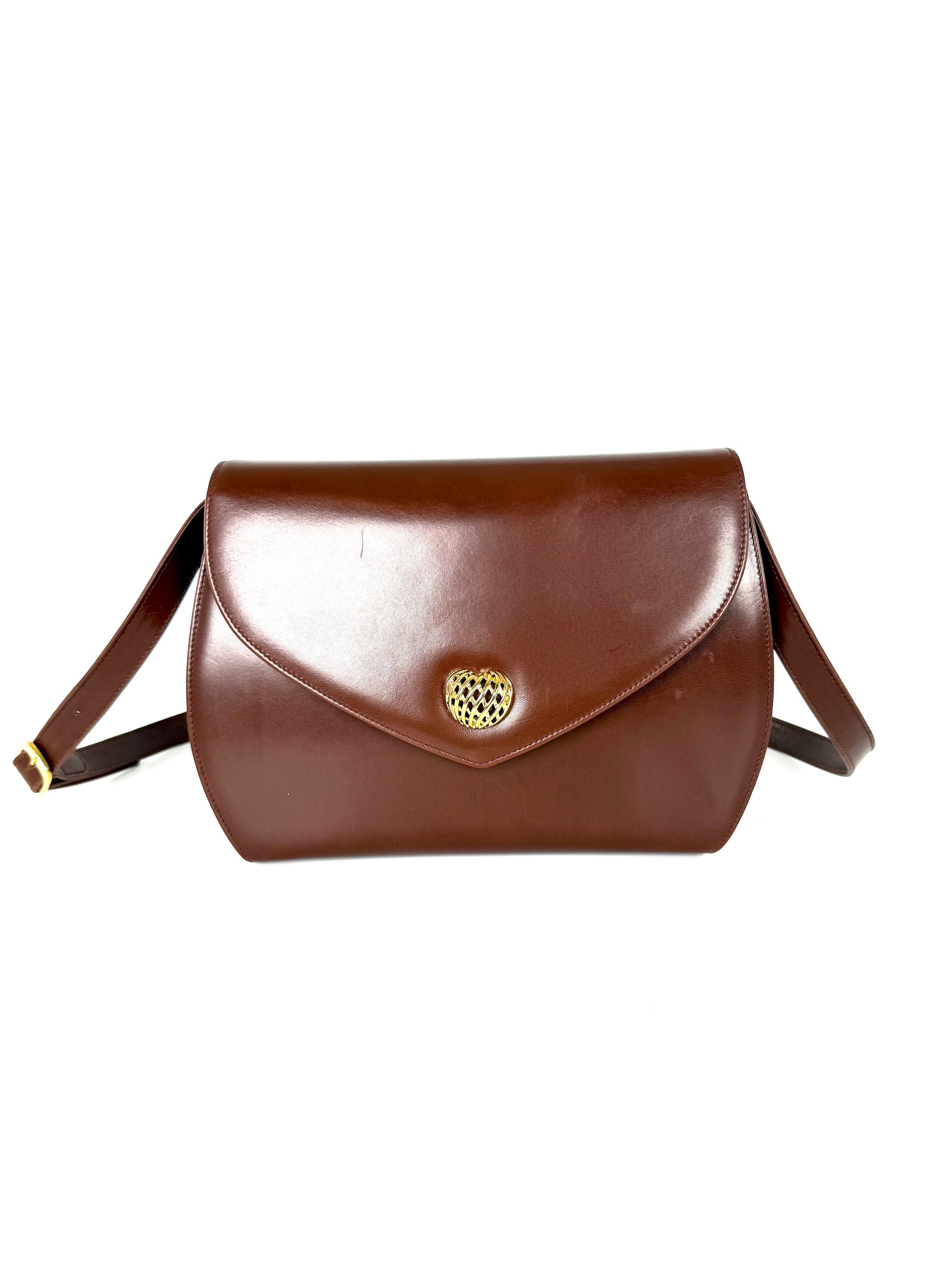 Vintage Salvatore Ferragamo Brown Leather Crossbody Bag