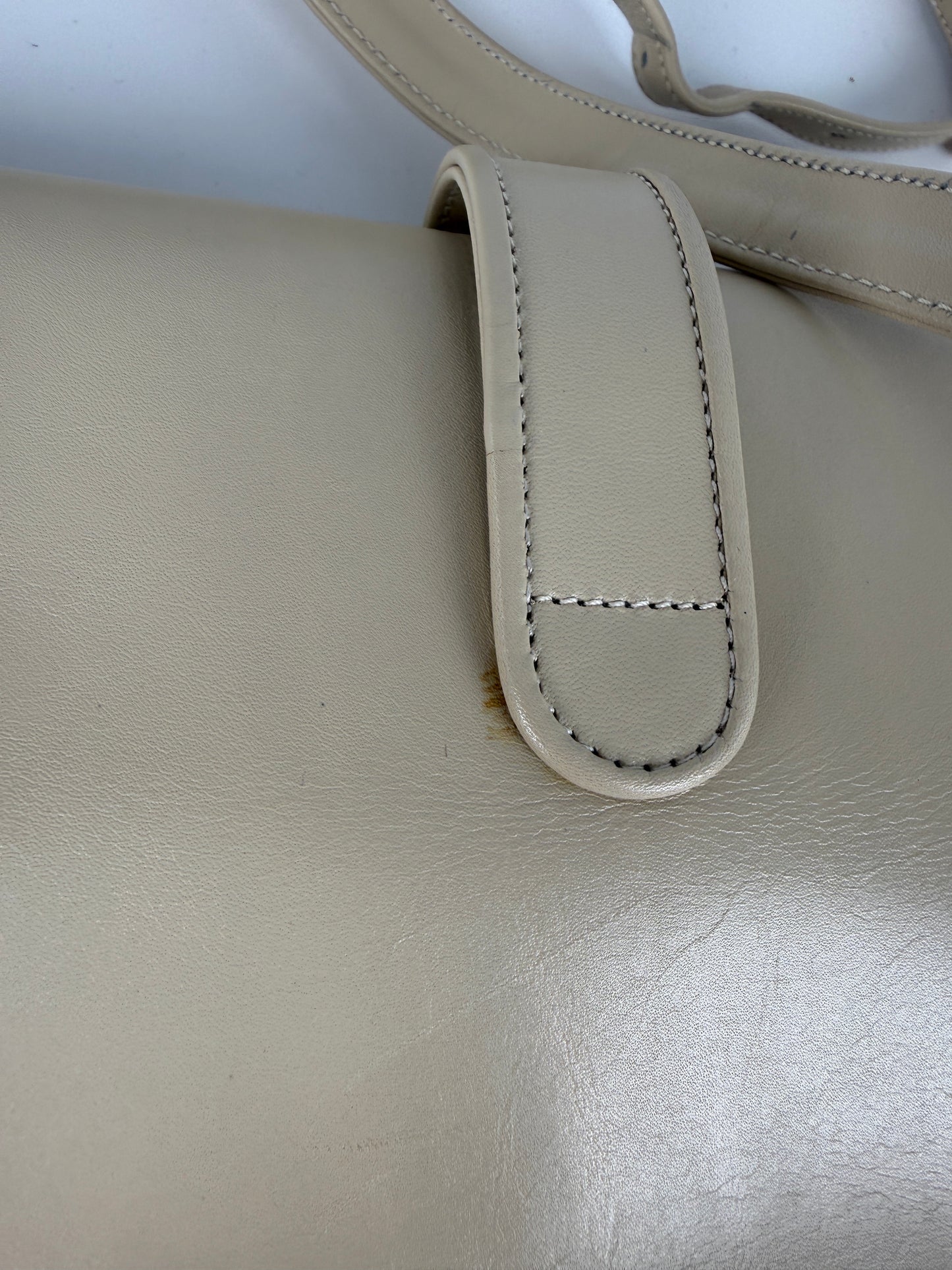Vintage Salvatore Ferragamo Cream Leather Crossbody Flap Bag