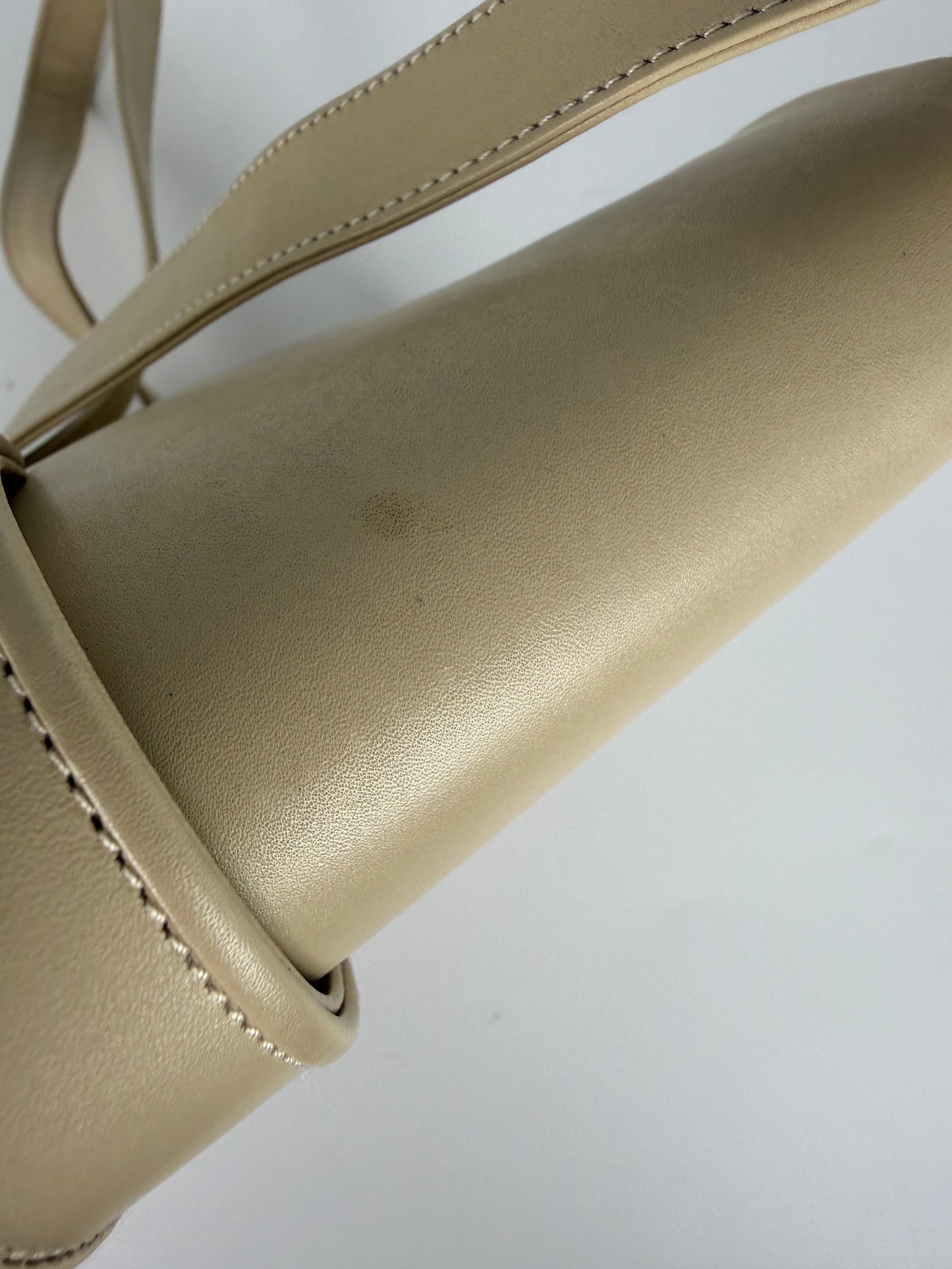 Vintage Salvatore Ferragamo Cream Leather Crossbody Flap Bag