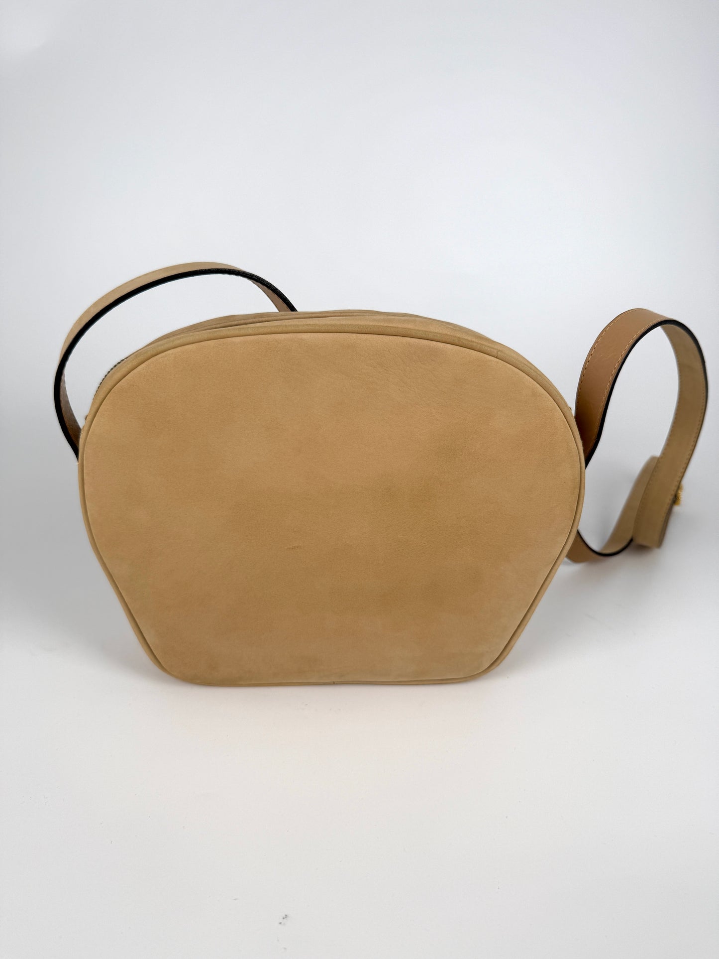 Vintage Salvatore Ferragamo Gancini Light Beige Suede Crossbody Bag