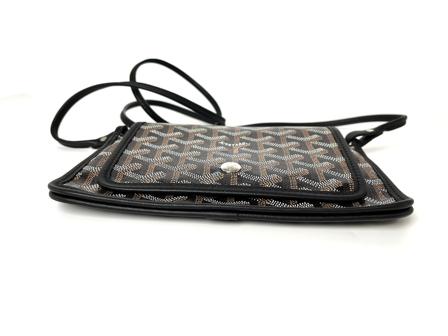 GOYARD Goyardine Plumet Black Wallet Crossbody Bag