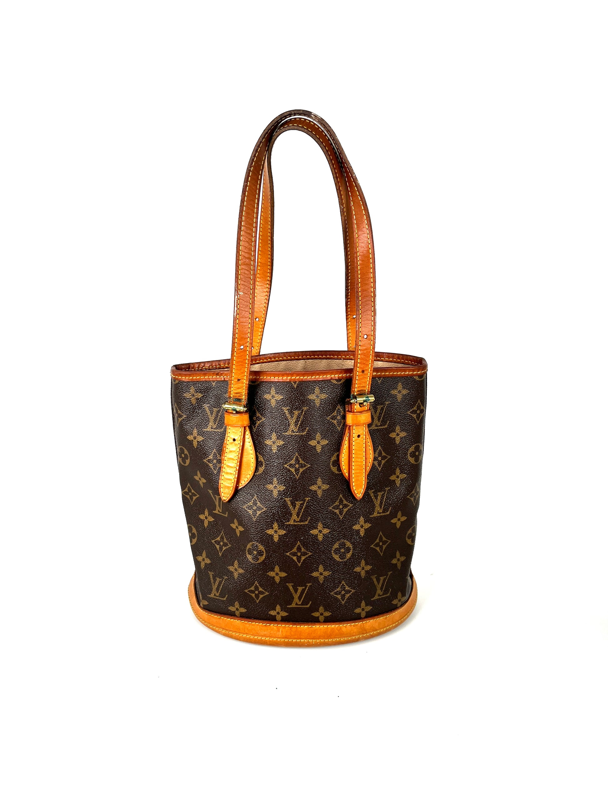  Vintage Louis Vuitton Petit Bucket Monogram Brown Tote Bag 