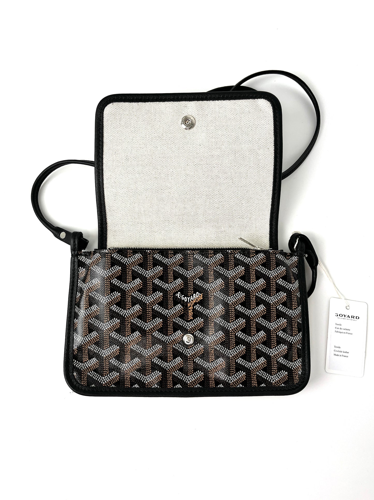 GOYARD Goyardine Plumet Black Wallet Crossbody Bag