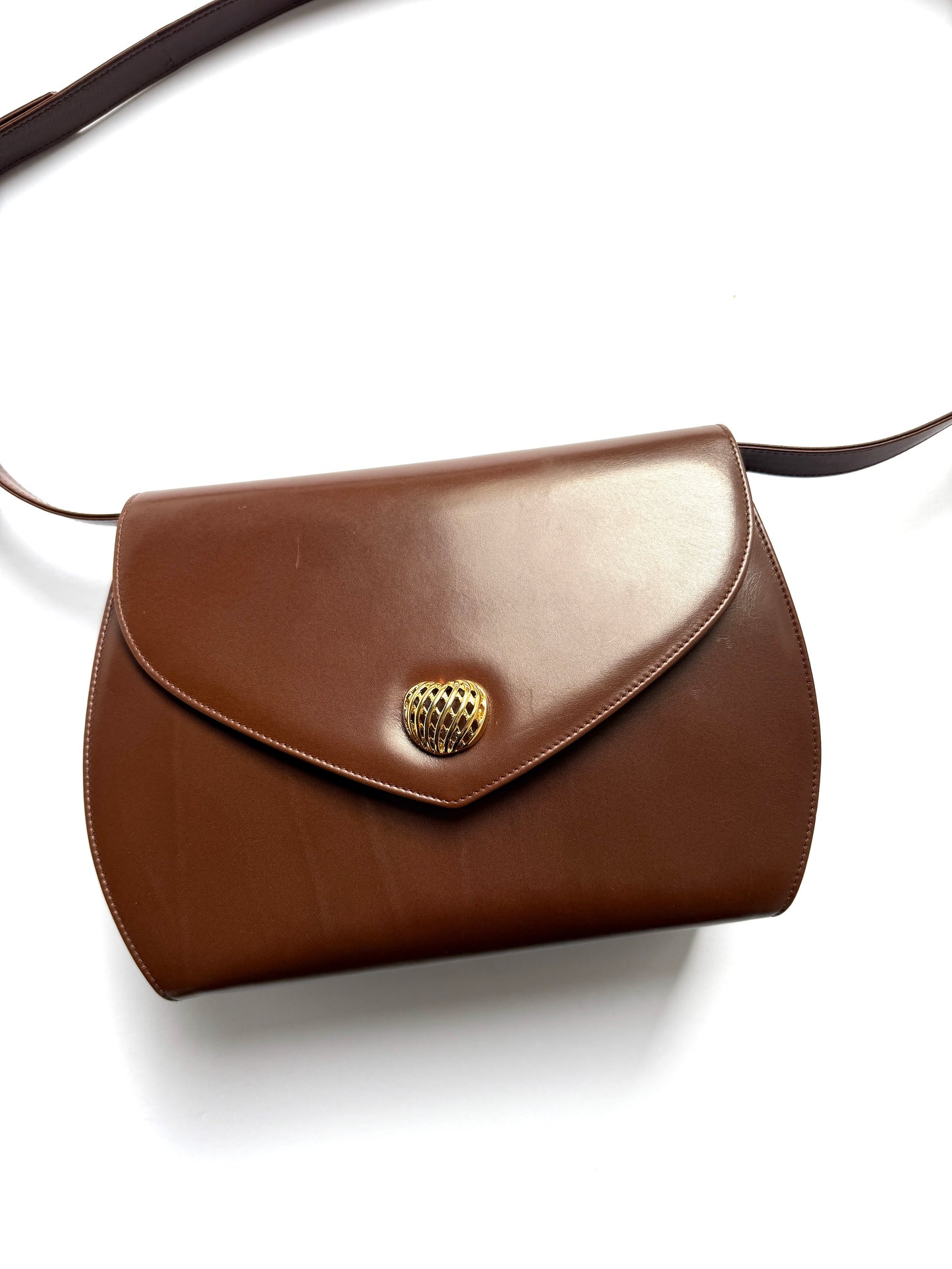 Vintage Salvatore Ferragamo Brown Leather Crossbody Bag