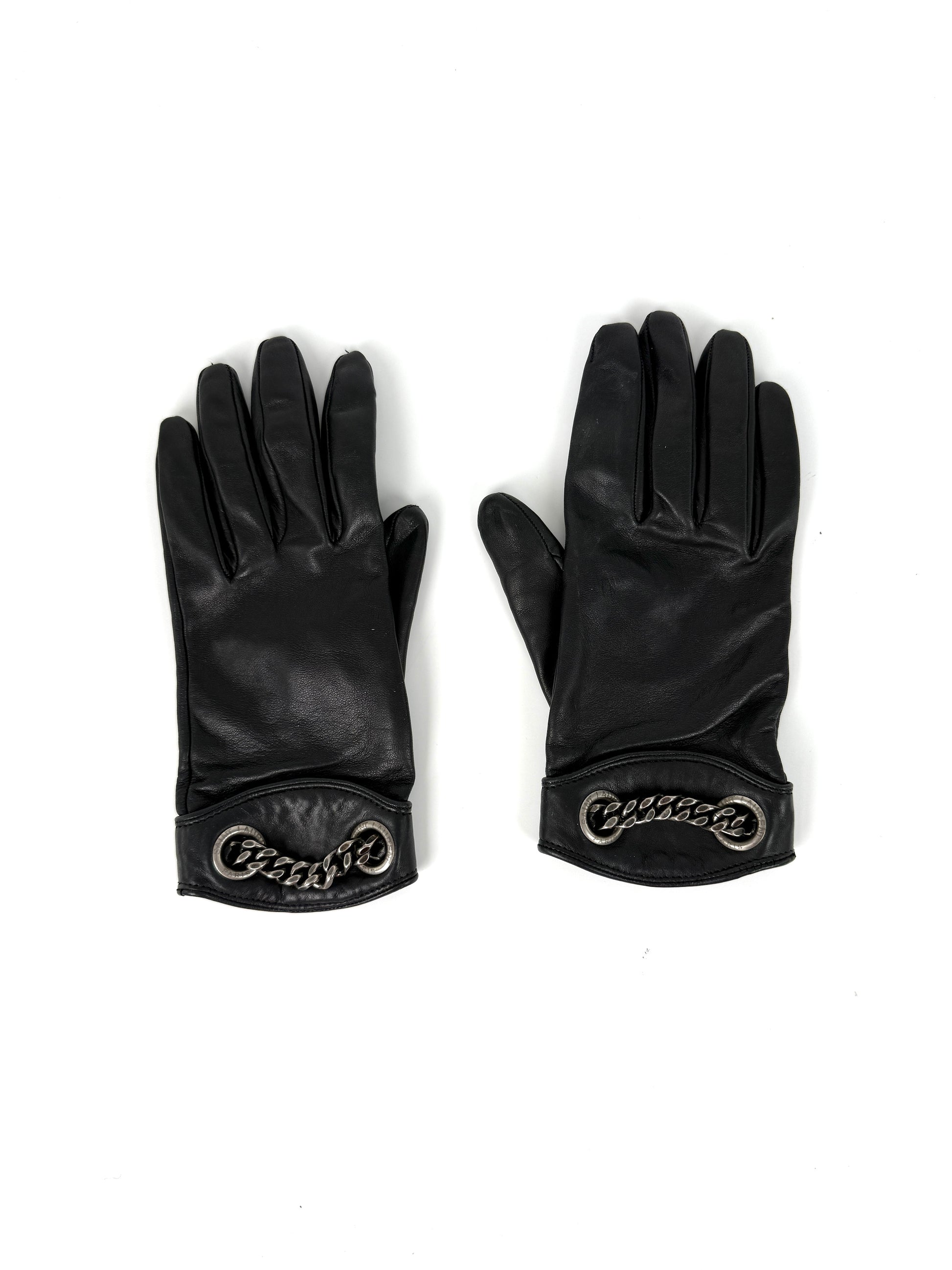 ysl handschuhe Saint Laurent YSL Chain Black Gloves Gloves S 7 – Fashion Reloved