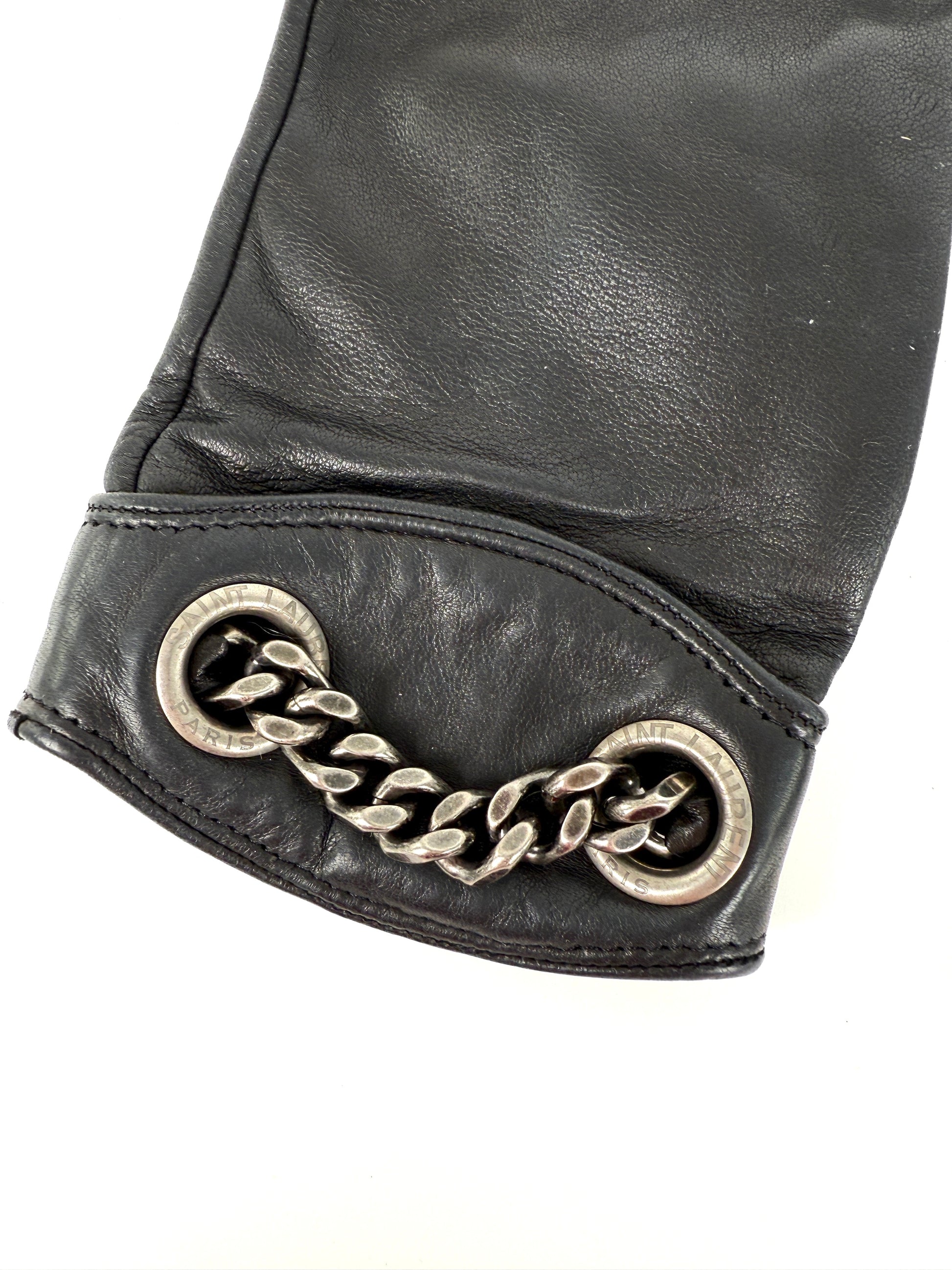 ysl handschuhe Saint Laurent YSL Chain Black Gloves Gloves S 7 – Fashion Reloved
