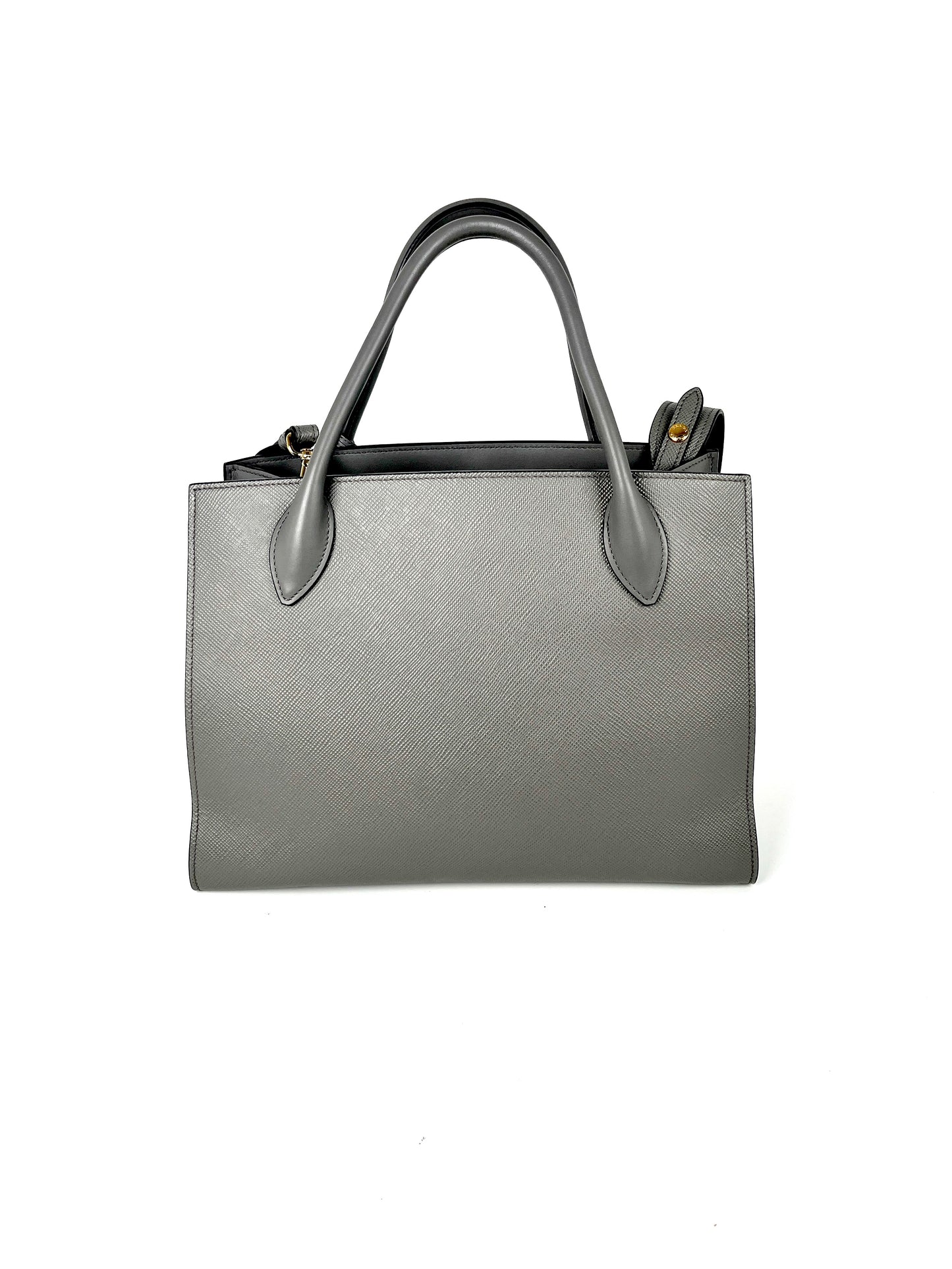 PRADA Saffiano Monochrome Marmo Medium Gray Leather Tote Bag