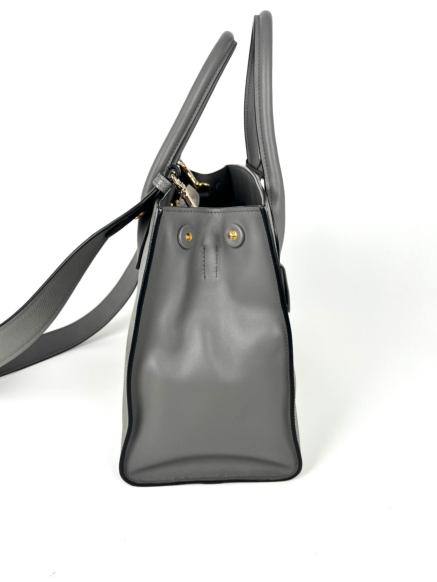 PRADA Saffiano Monochrome Marmo Medium Gray Leather Tote Bag