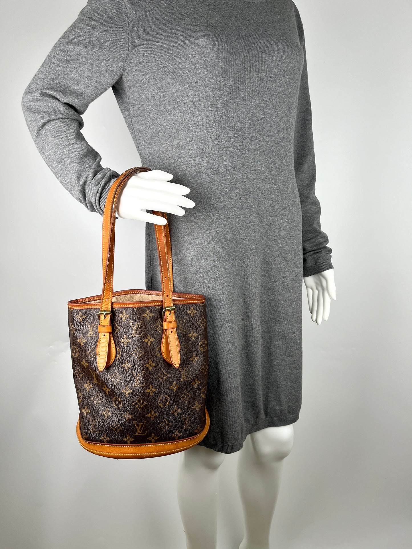 Vintage Louis Vuitton Petit Bucket Monogram Brown Tote Bag